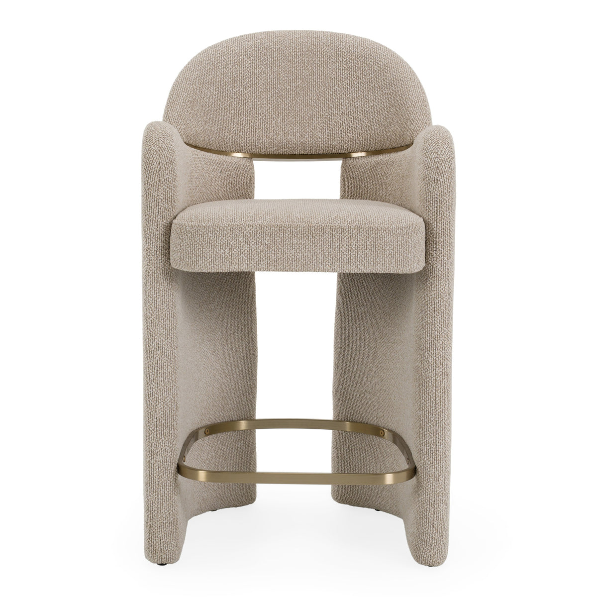 Ashley - Modern Beige Fabric + Brushed Brass Counter Chair - original 1