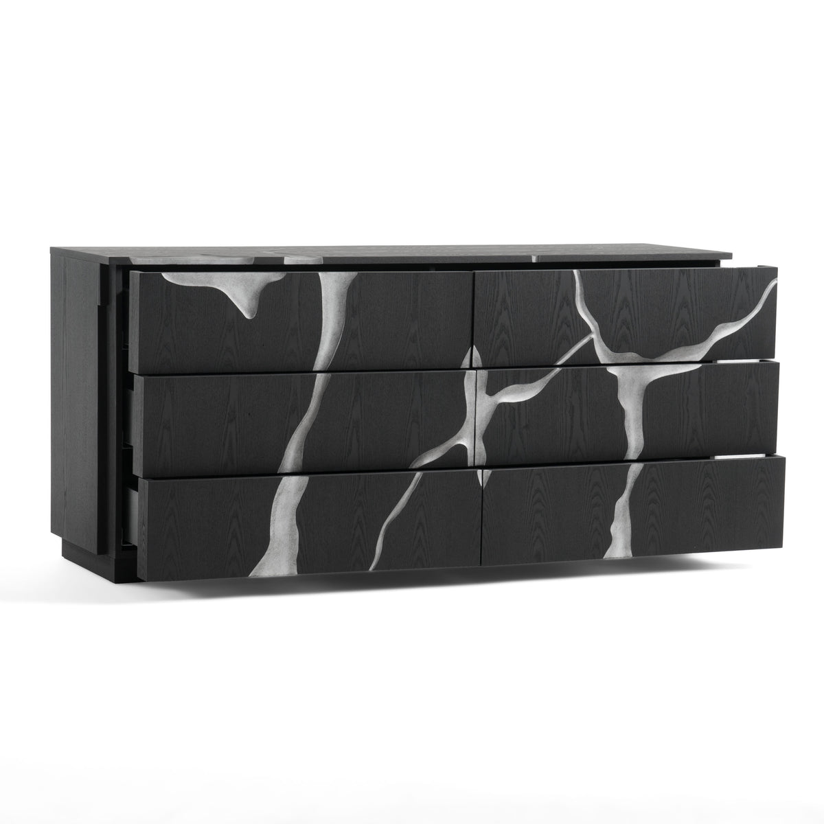 Aspen - Modern Matte Brown Ash & Silver Dresser