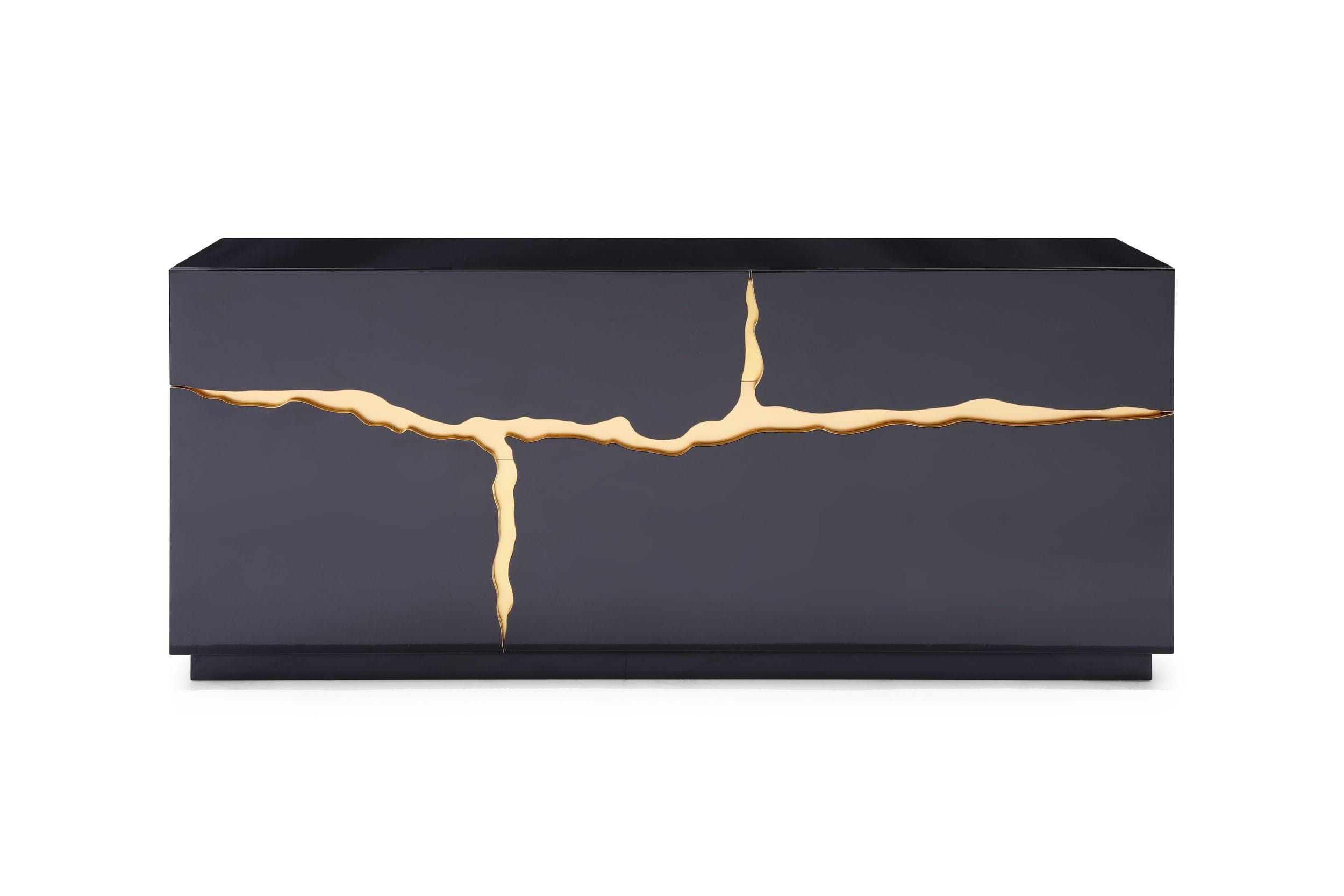Modrest Aspen - Modern High Gloss Black & Gold Buffet