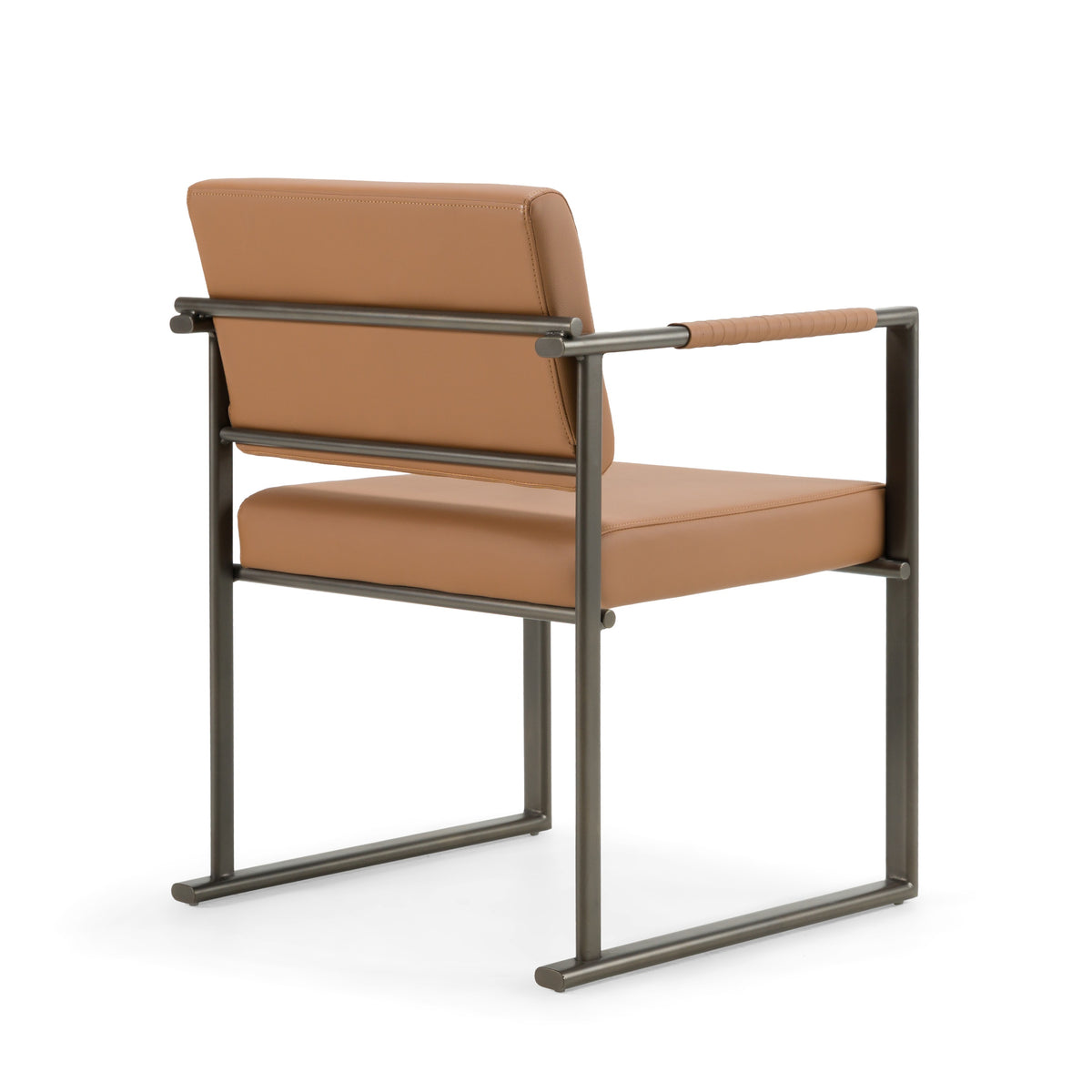 Atlan - Modern Camel Vegan Leather + Dark Gold Dining Chair