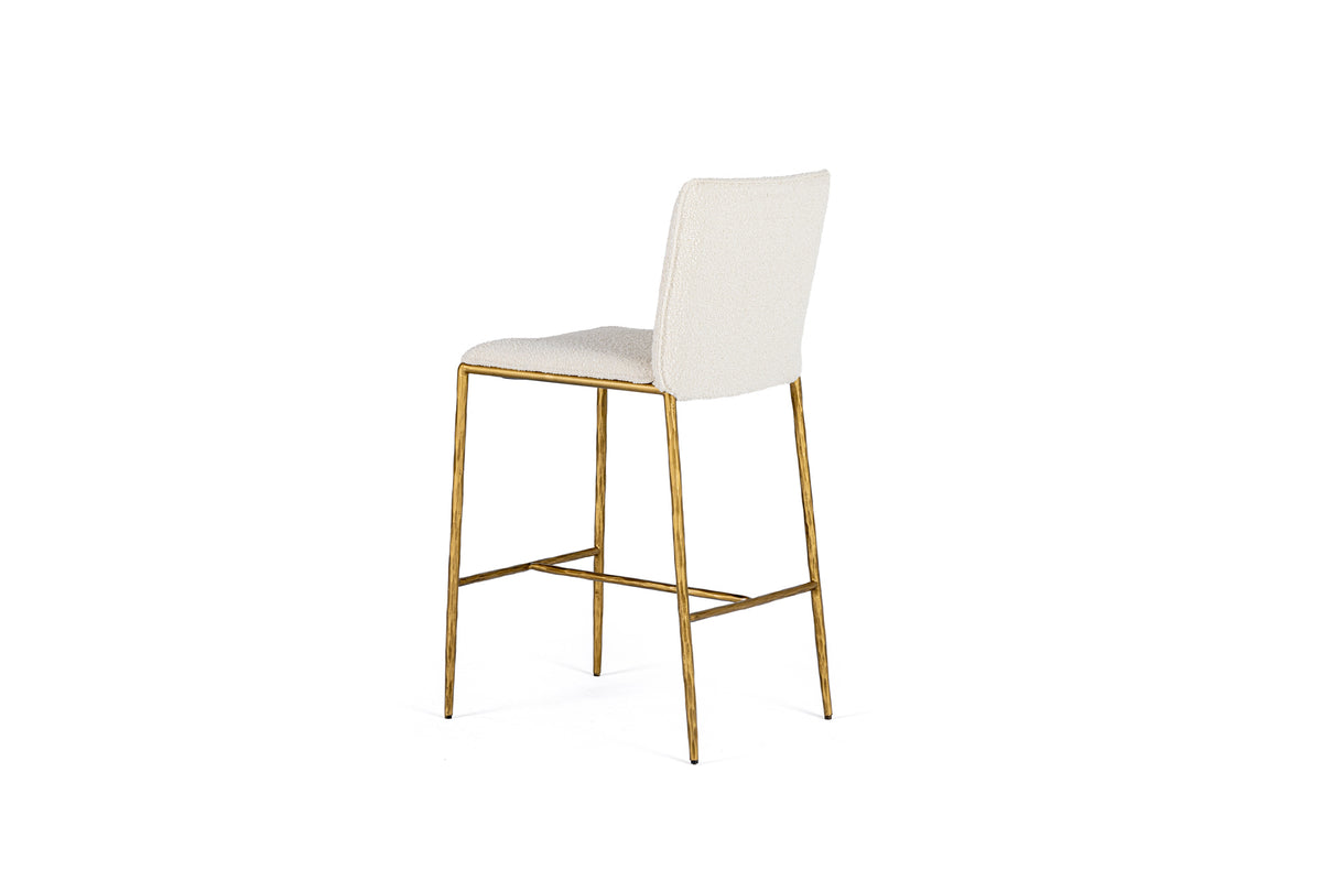 Atlanta - Modern Off-White Fabric & Brass Counter Chair