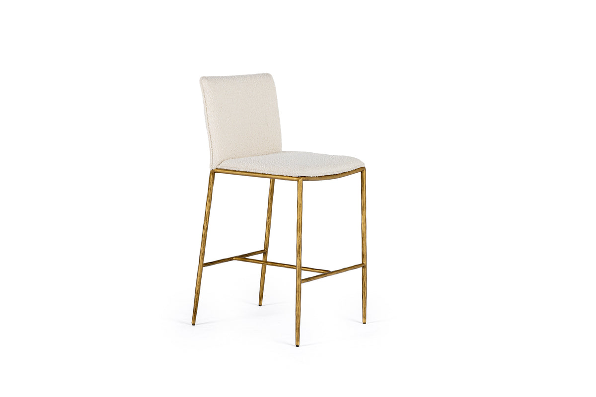 Atlanta - Modern Off-White Fabric & Brass Counter Chair