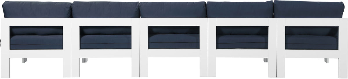 Nizuc - Outdoor Patio 5 Seat Modular Armless Sofa With White Frame