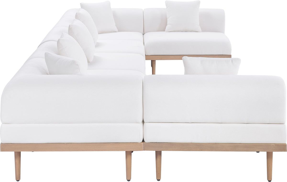 Laguna - 7 Piece Resilient Water Resistant Fabric 142" Upholstered Outdoor Patio Modular Sectional