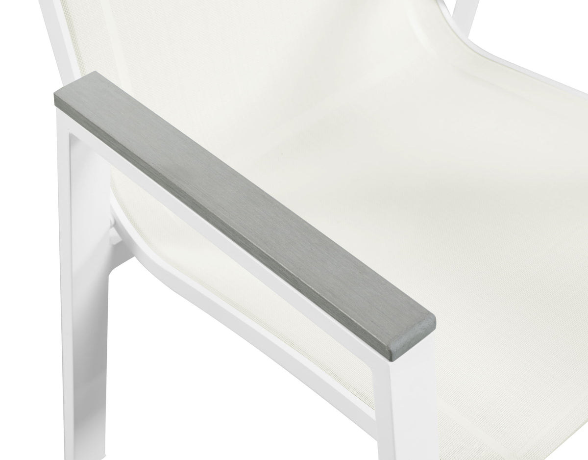 Nizuc - Outdoor Patio Dining Arm Chair With White Frame And Gray Arms (Set of 2)