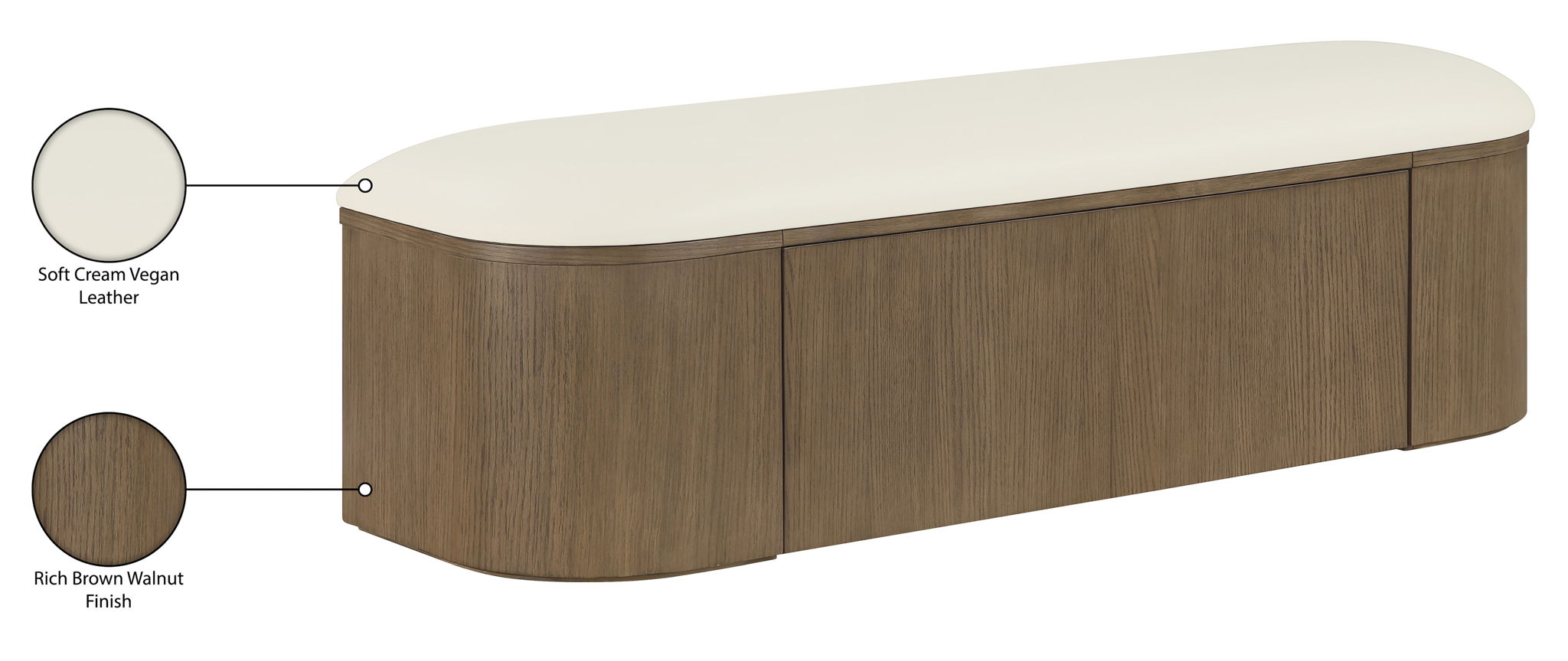 Velden - Upholstered Storage Bench With Stained Brown Base