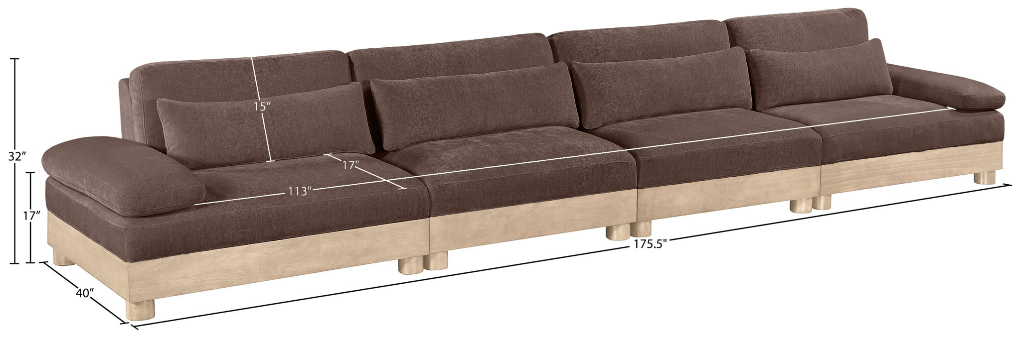 Turin - Chenille Fabric Upholstered Modular Sectional - Brown