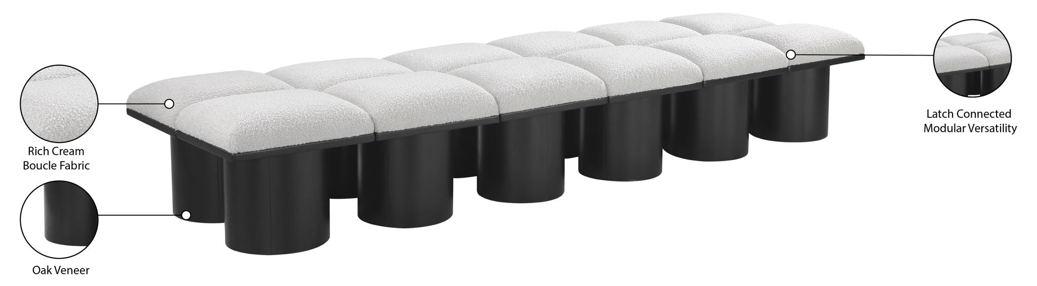 Pavilion - 12 Piece Modular Bench With Black Base