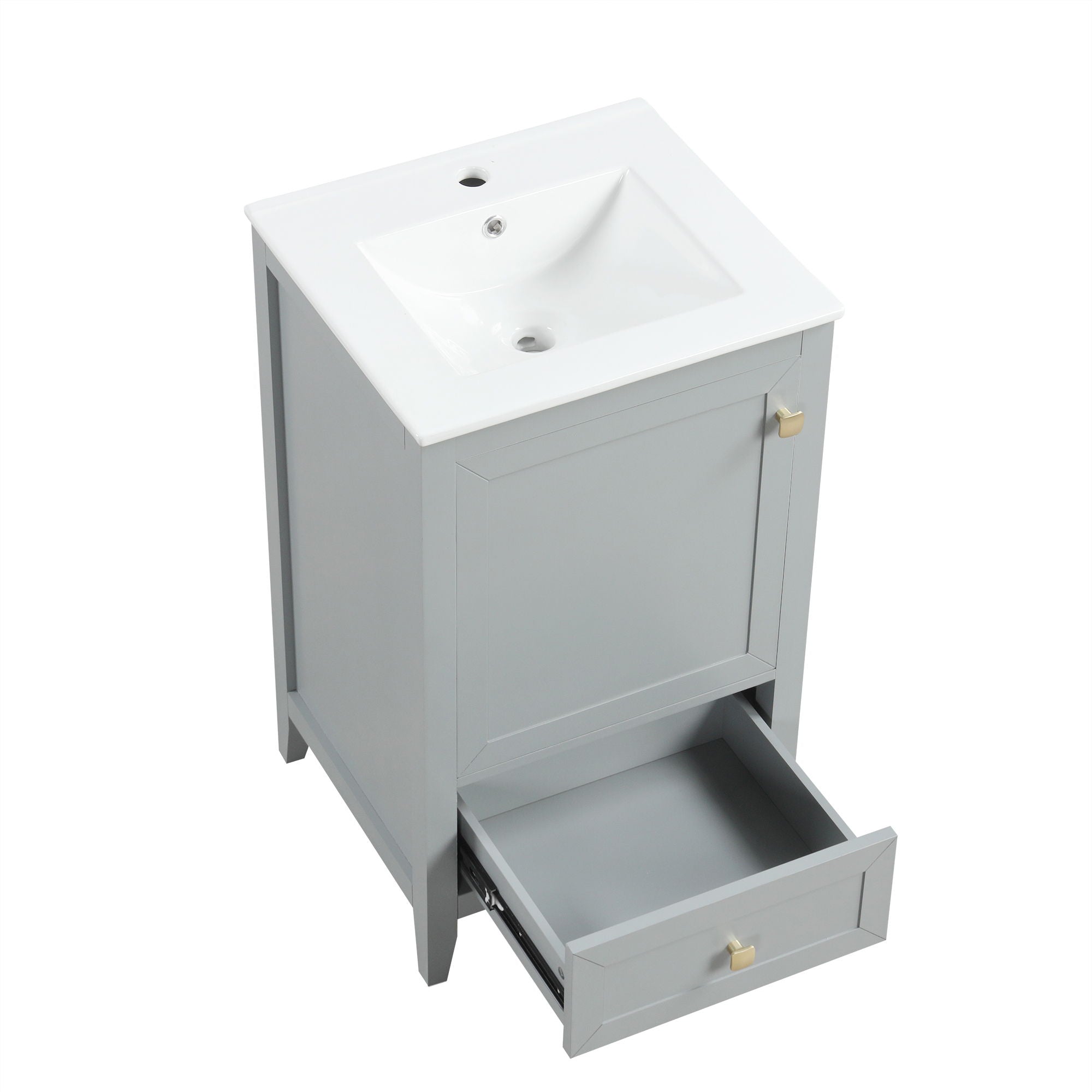 Bathroom Vanity With Sink, Soft Closing Cabinet Door, Storage Rack And Drawer