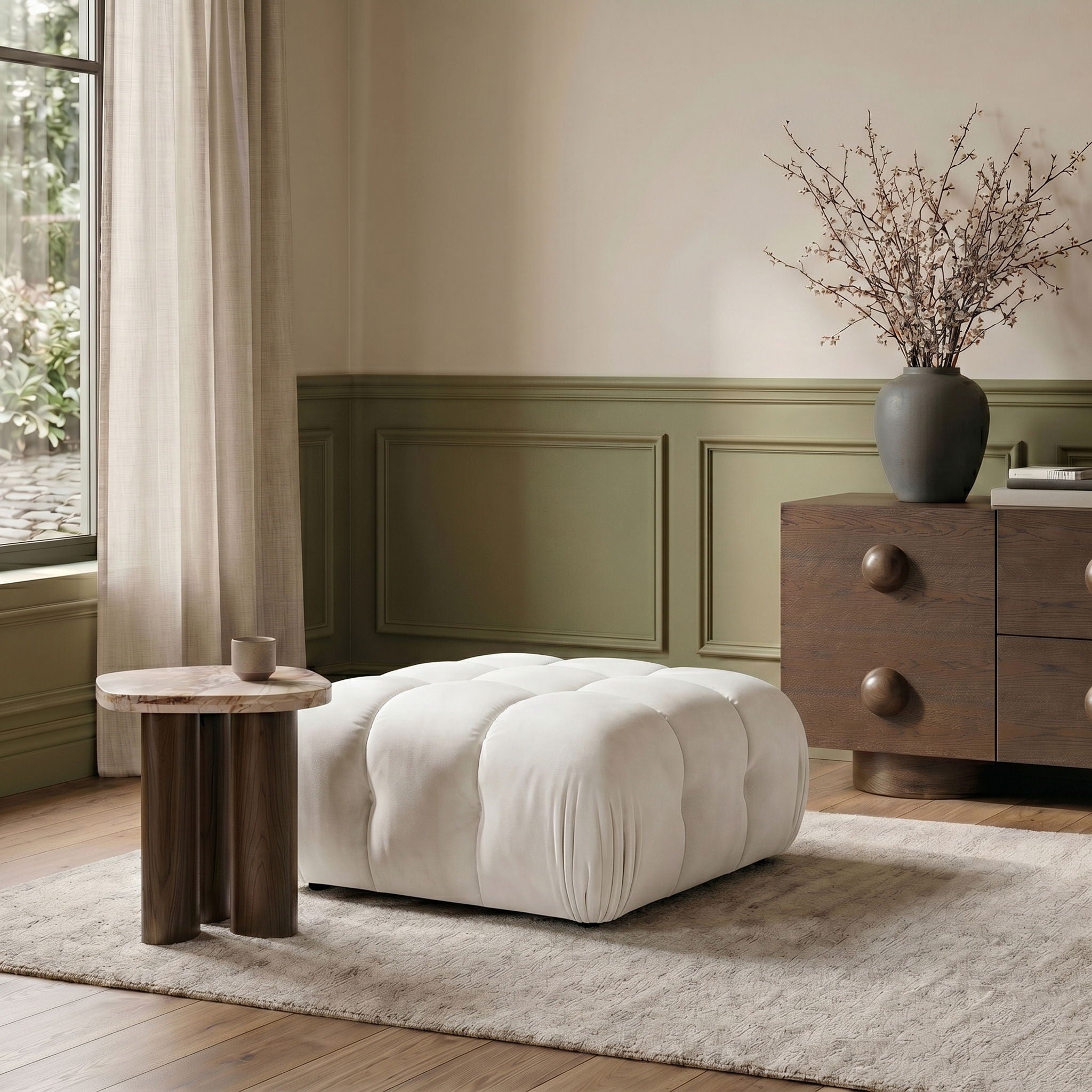 Orin - Velvet Performance Fabric Upholstered Modular Ottoman