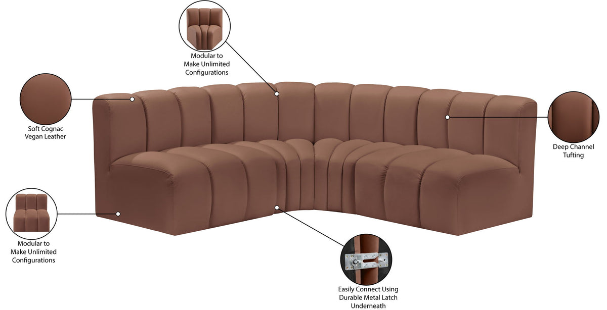 Arc - Faux Leather 4 Piece Corner Modular Sofa