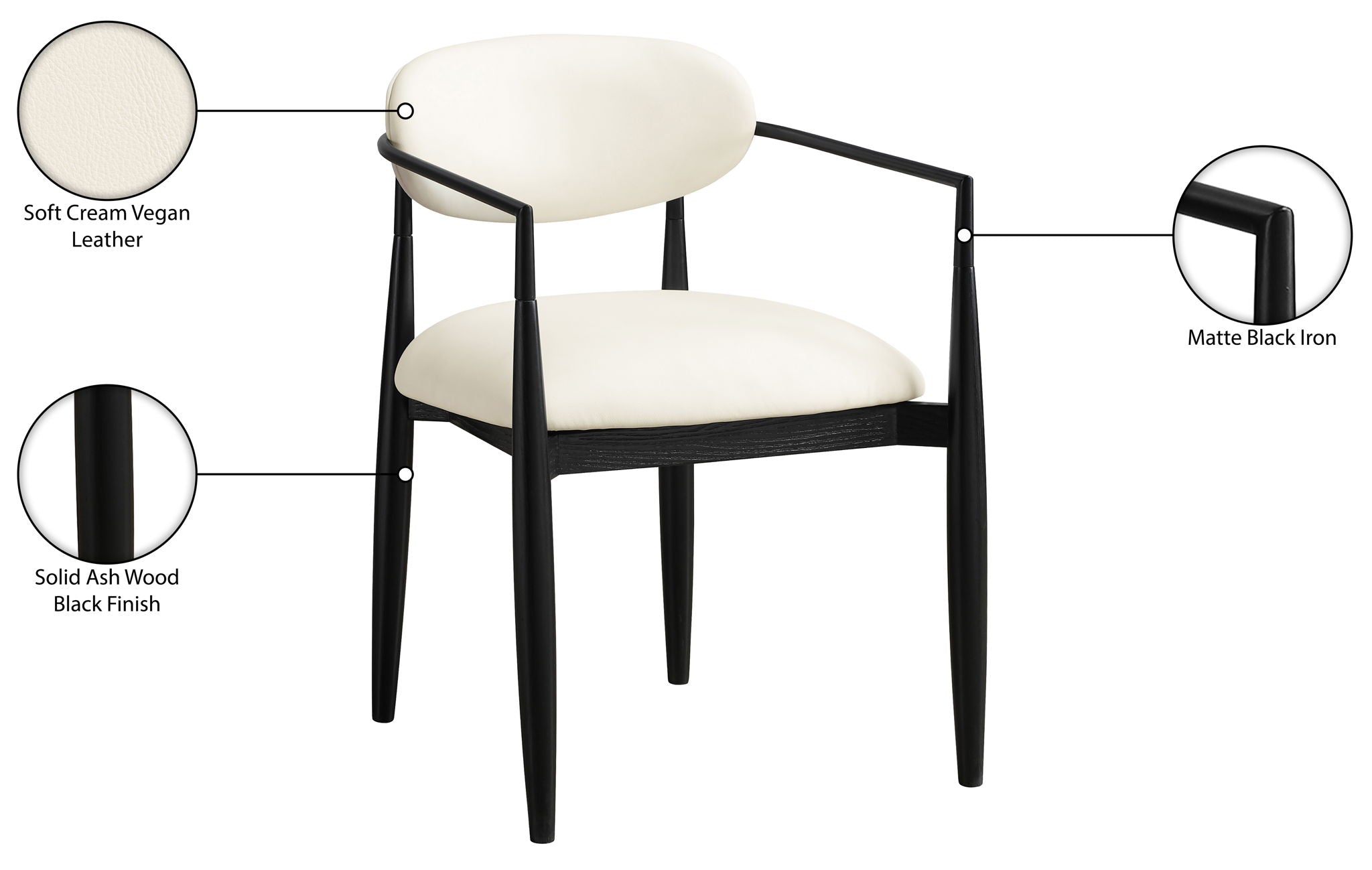 Riccio - Faux Leather Dining Arm Chair (Set of 2) - Black Frame