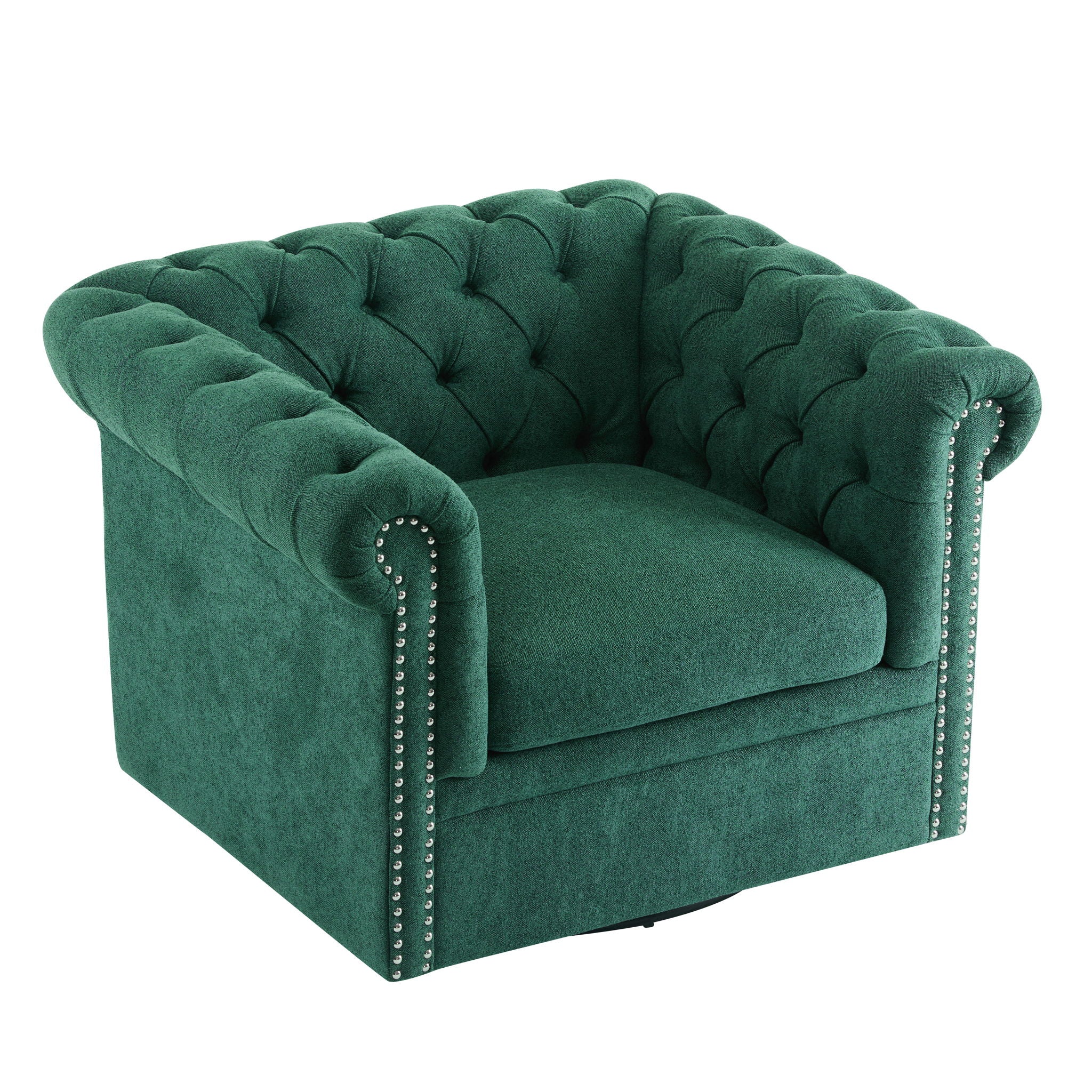 Chesterfield Swivel Club Chair With 360 Degree Rotation - Dark Green
