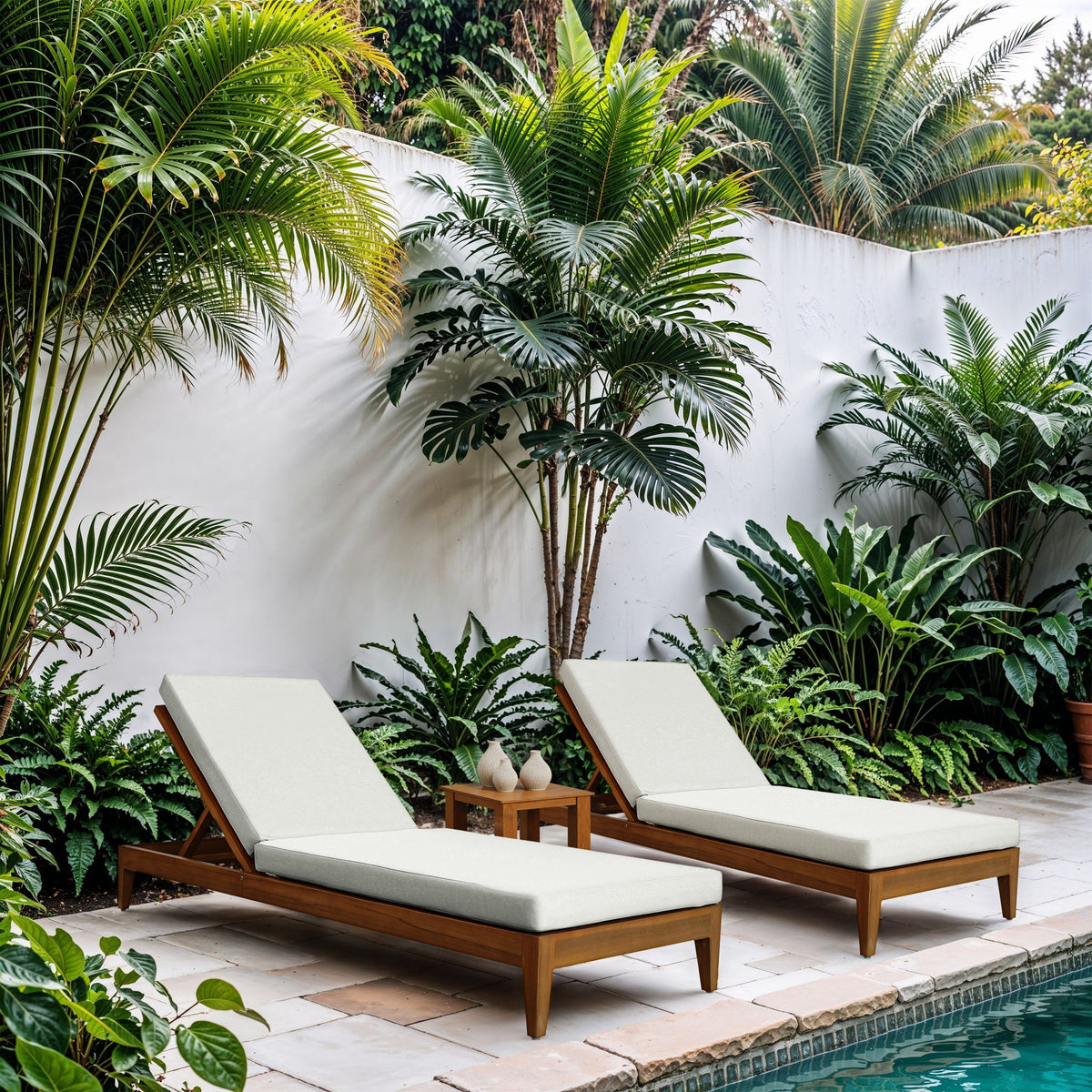 Mirella - Water Resistant Fabric Upholstered Outdoor Patio Chaise Lounge
