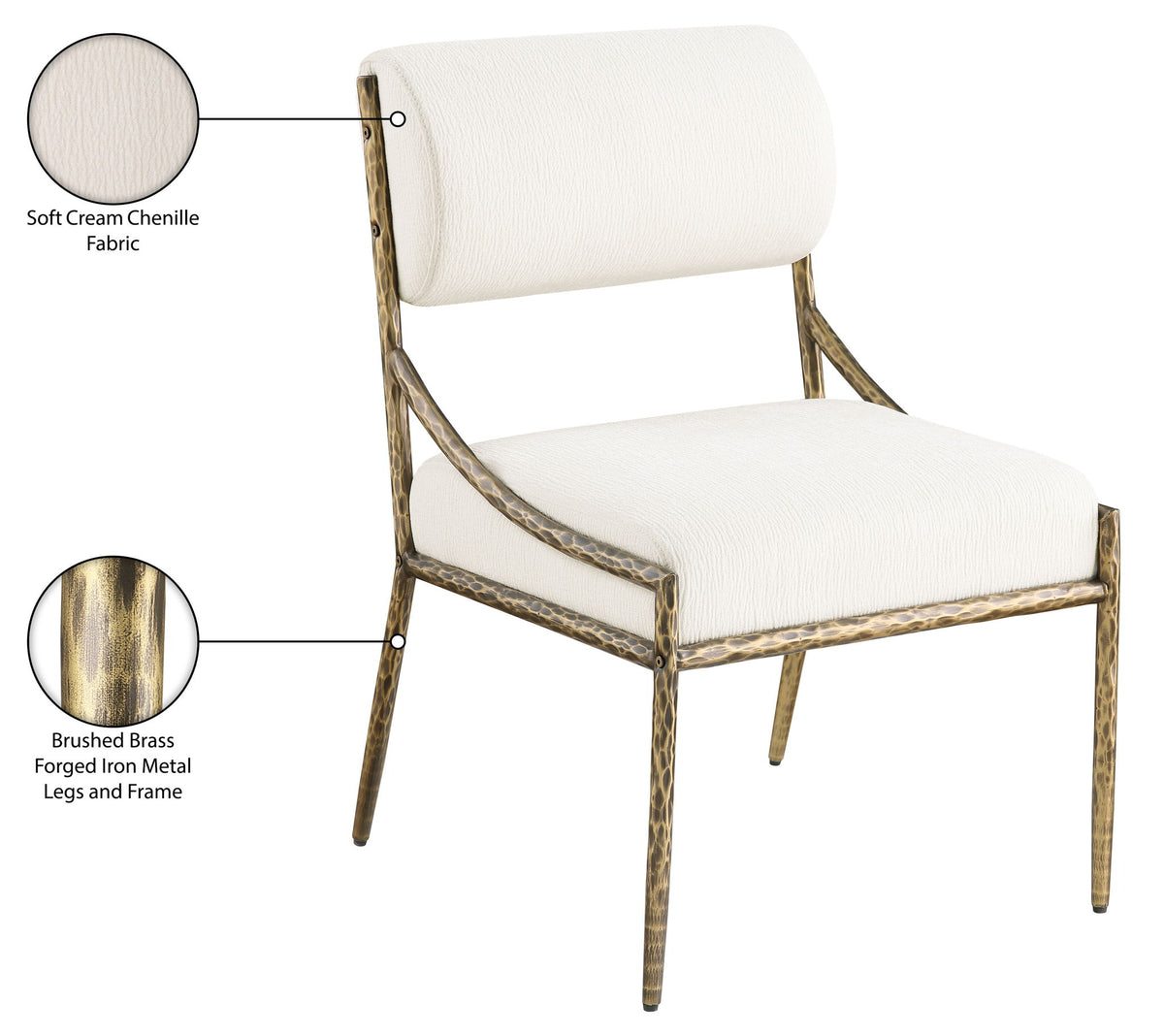 Bastille - Upholstered Dining Side Chair (Set of 2) - Brass Frame