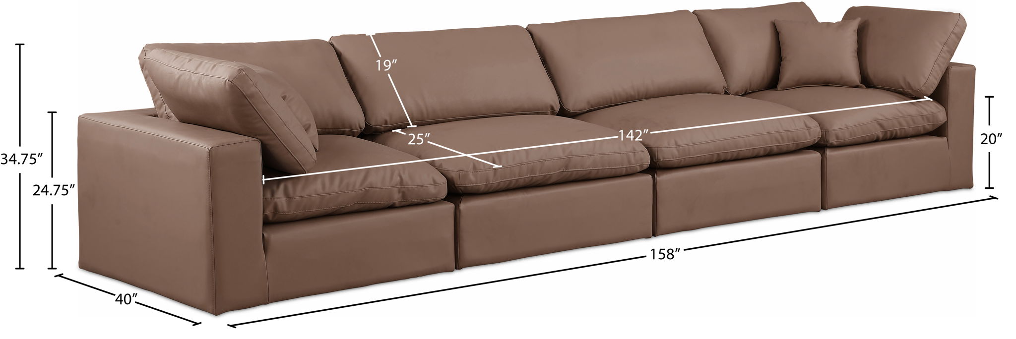 Comfy - Faux Leather Modular Sofa 4 Seats