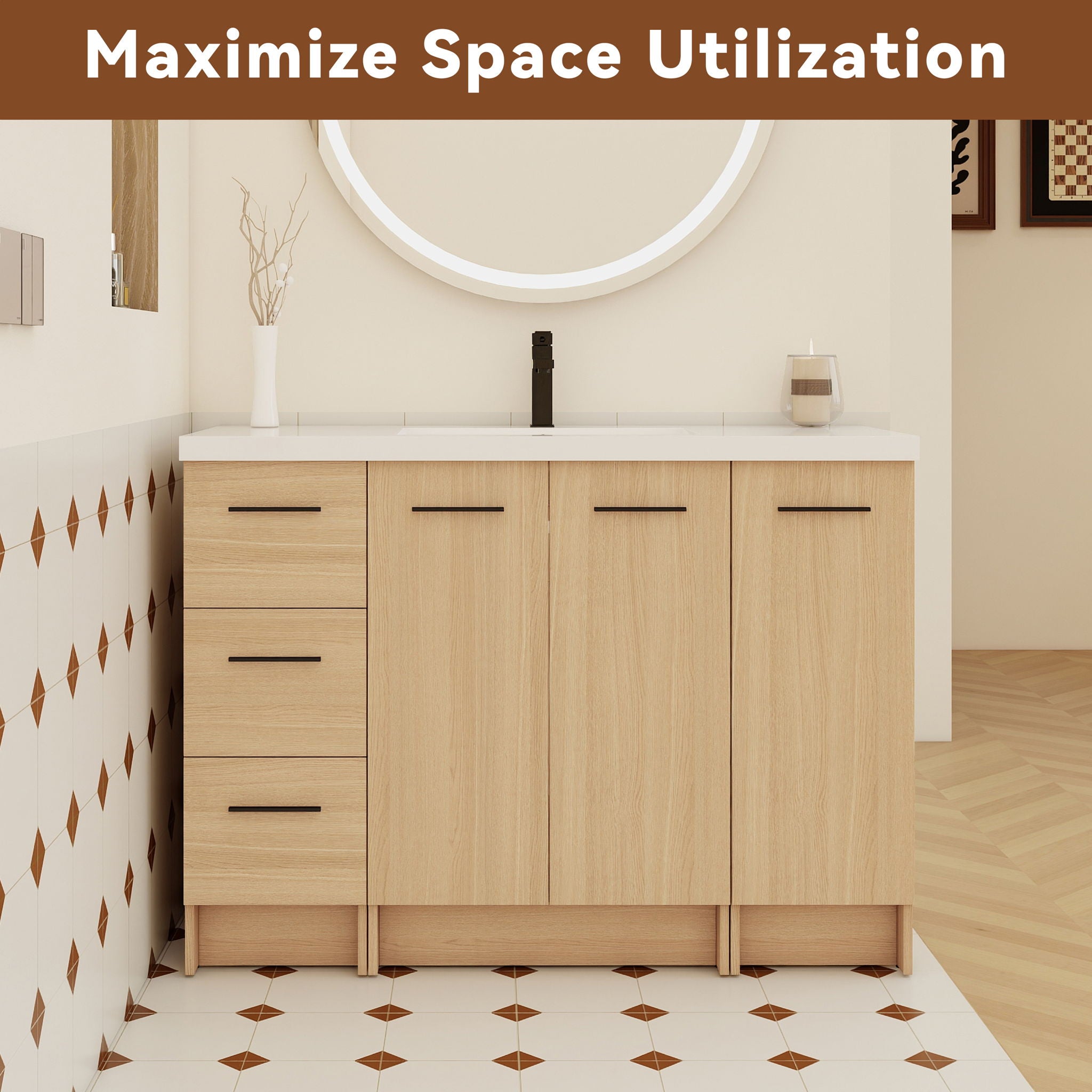 Floating Bathroom Vanity With Sink, Modular Cabinet