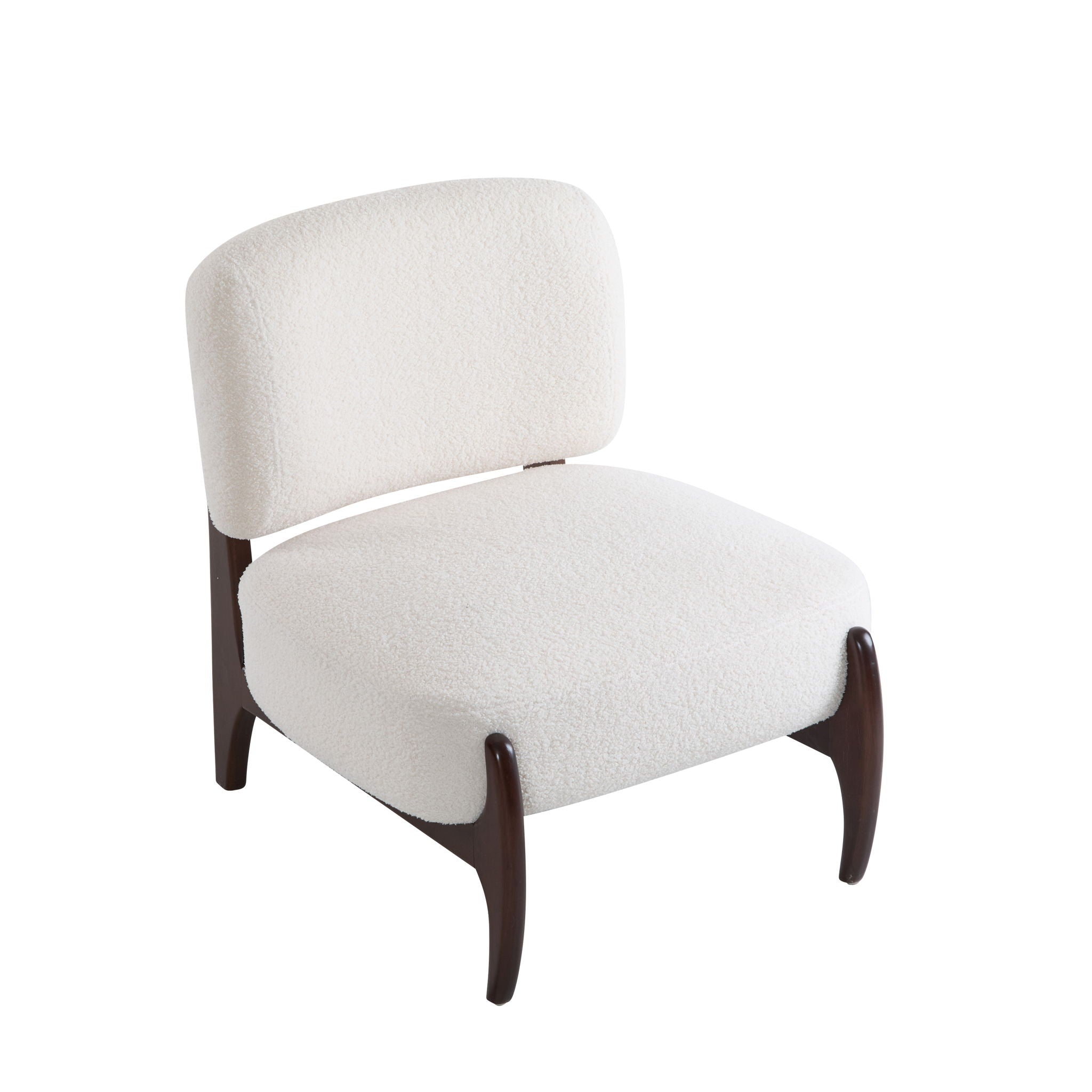 Modern Boucle Lounge Chair With Solid Wood Frame, Soft And Durable Boucle Upholstery - Beige
