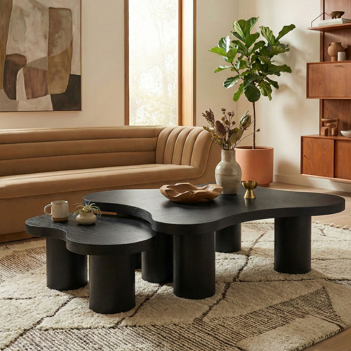 Cove - Oak Veneer And Solid Wood 2 Piece Coffee Table