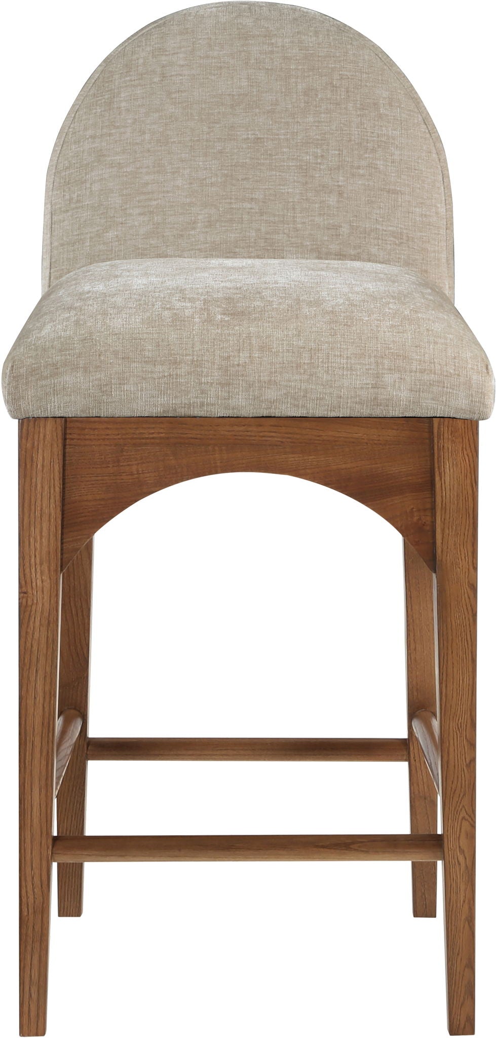 Waldorf - Chenille Stool With Brown Legs