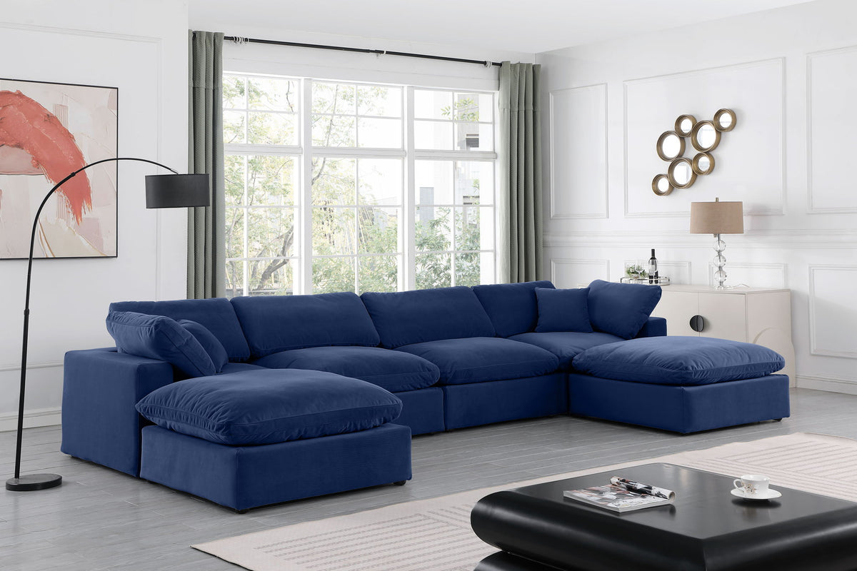 Comfy - 6 Piece Velvet Modular Double Chaise Sectional