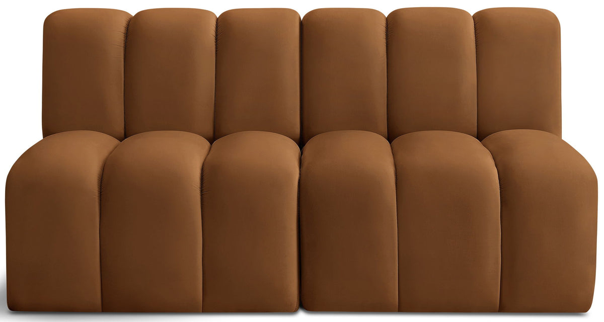 Arc - Velvet 2 Pieces Modular Sofa - Saddle