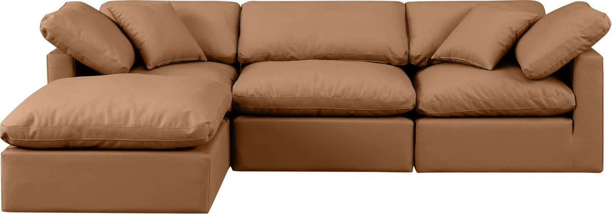 Indulge - Faux Leather 4 Piece Modular Sectional With Chaise