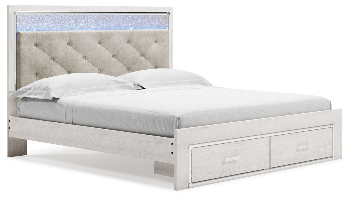 Altyra - King Upholstered Storage Bed - White