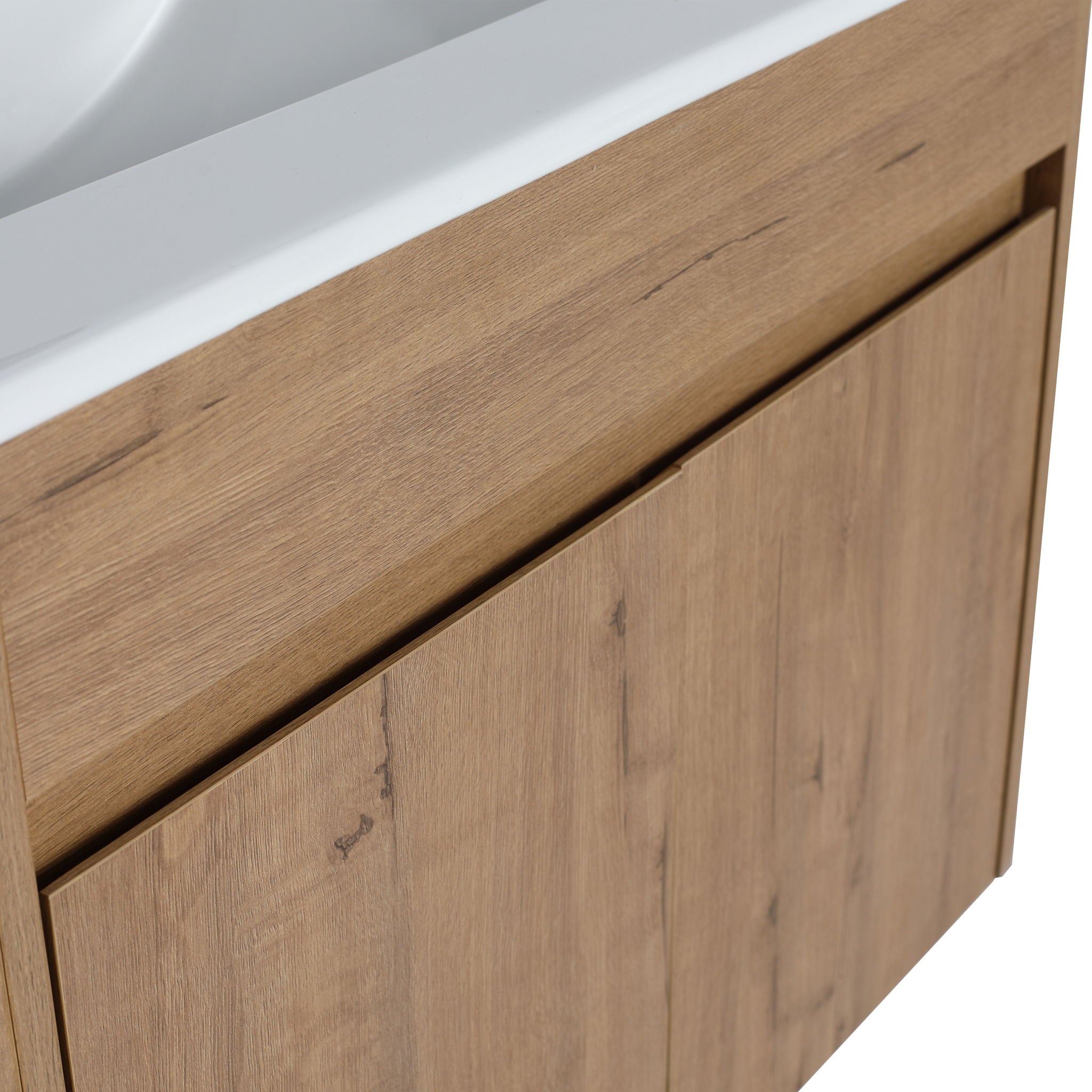 Wall Mounted Bathroom Vanity With Open Shelf, 29" Size (Vanity Only) - Imitative Oak