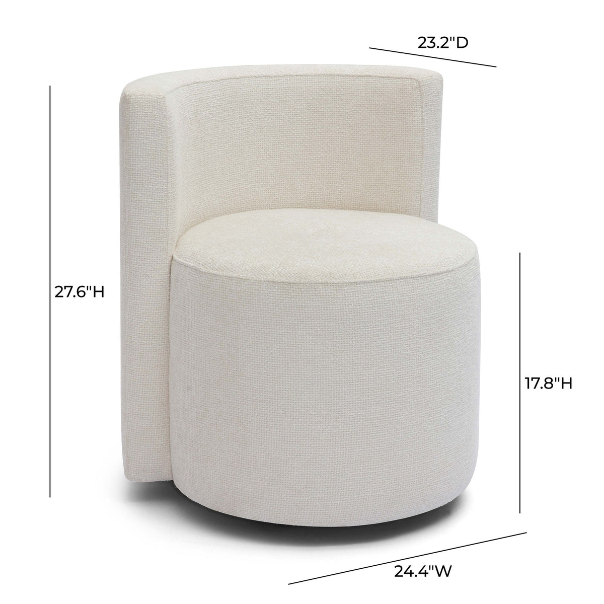 Alyssa - Chenille Rolling Desk Chair - Cream