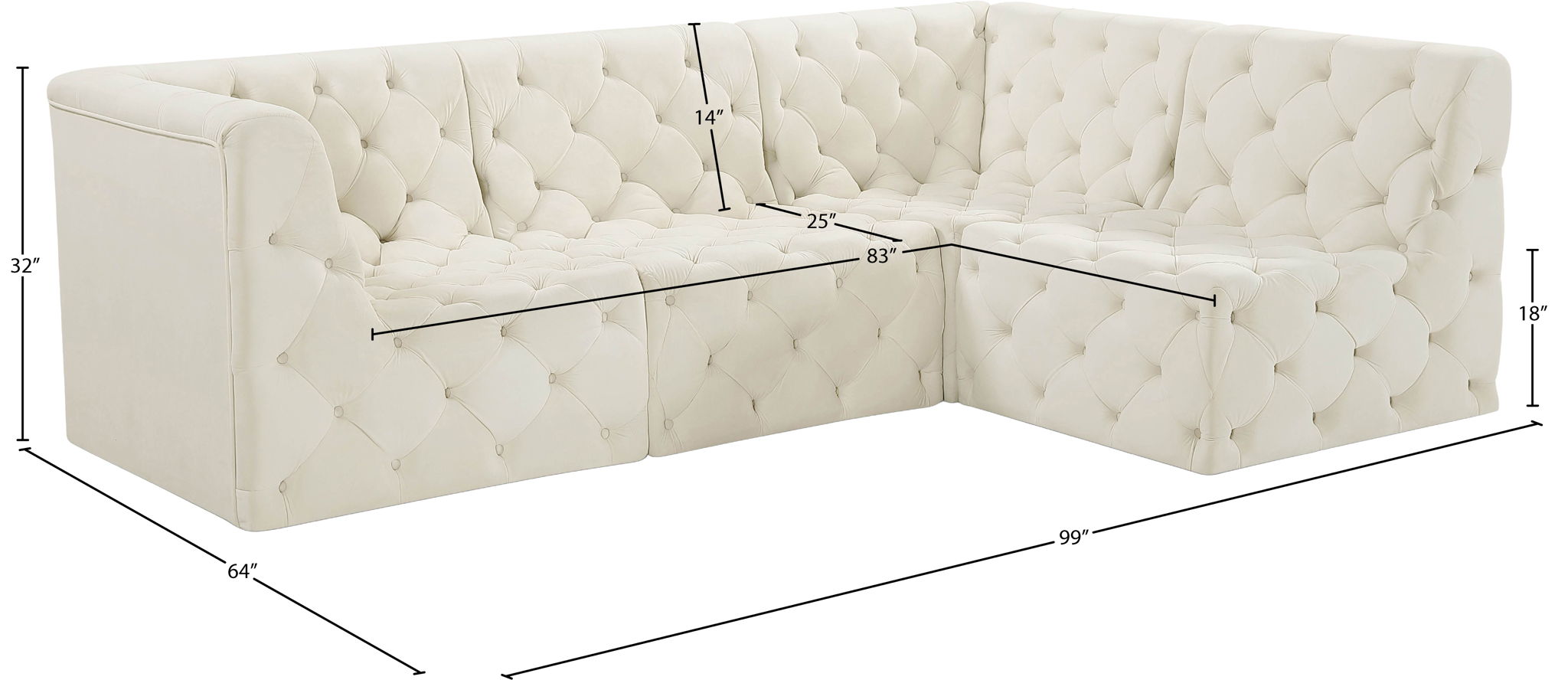 Tuft - 4 Piece Modular Sectional