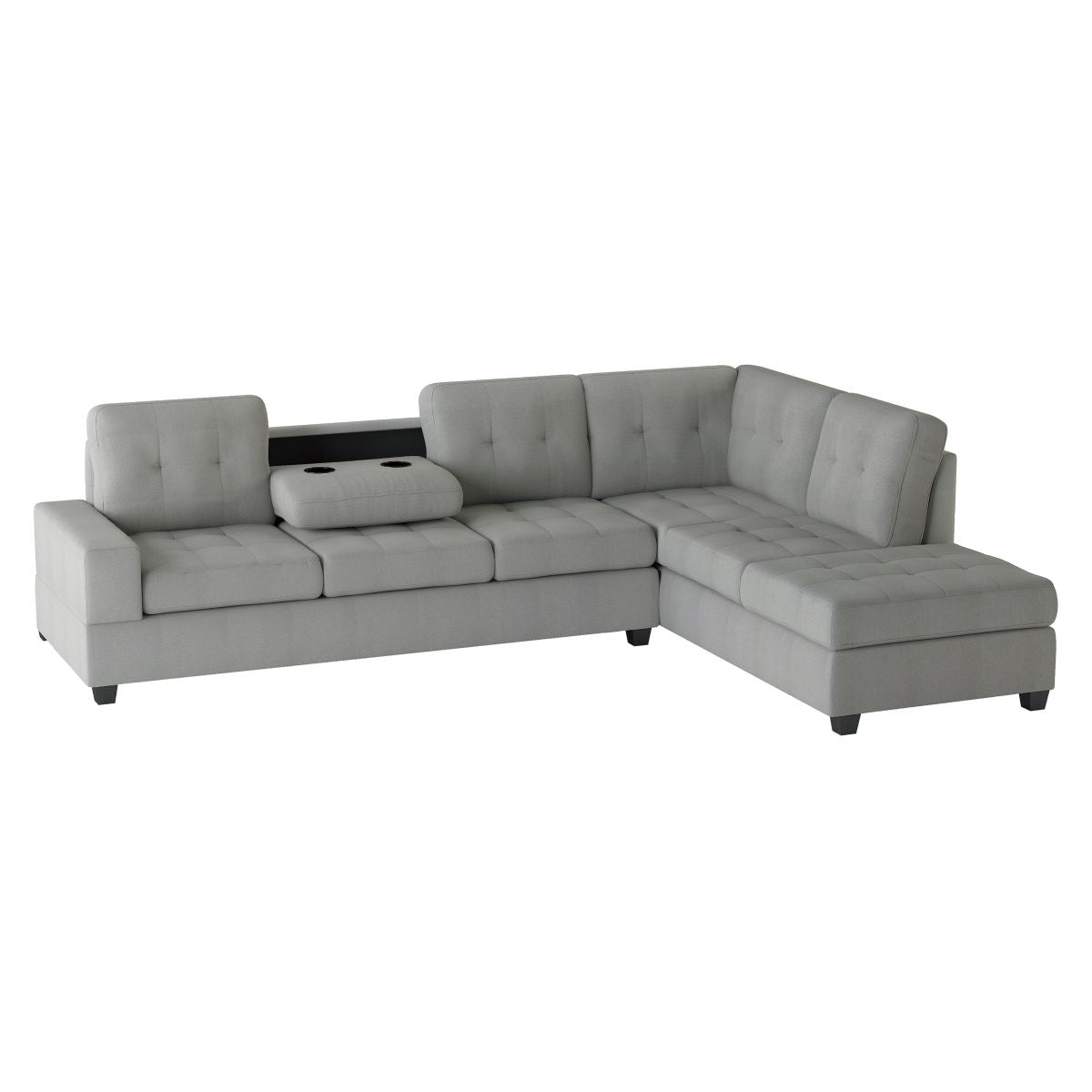 Maston - 3 Piece Reversible Sectional With Drop-Down Cup Holders And Storage Ottoman