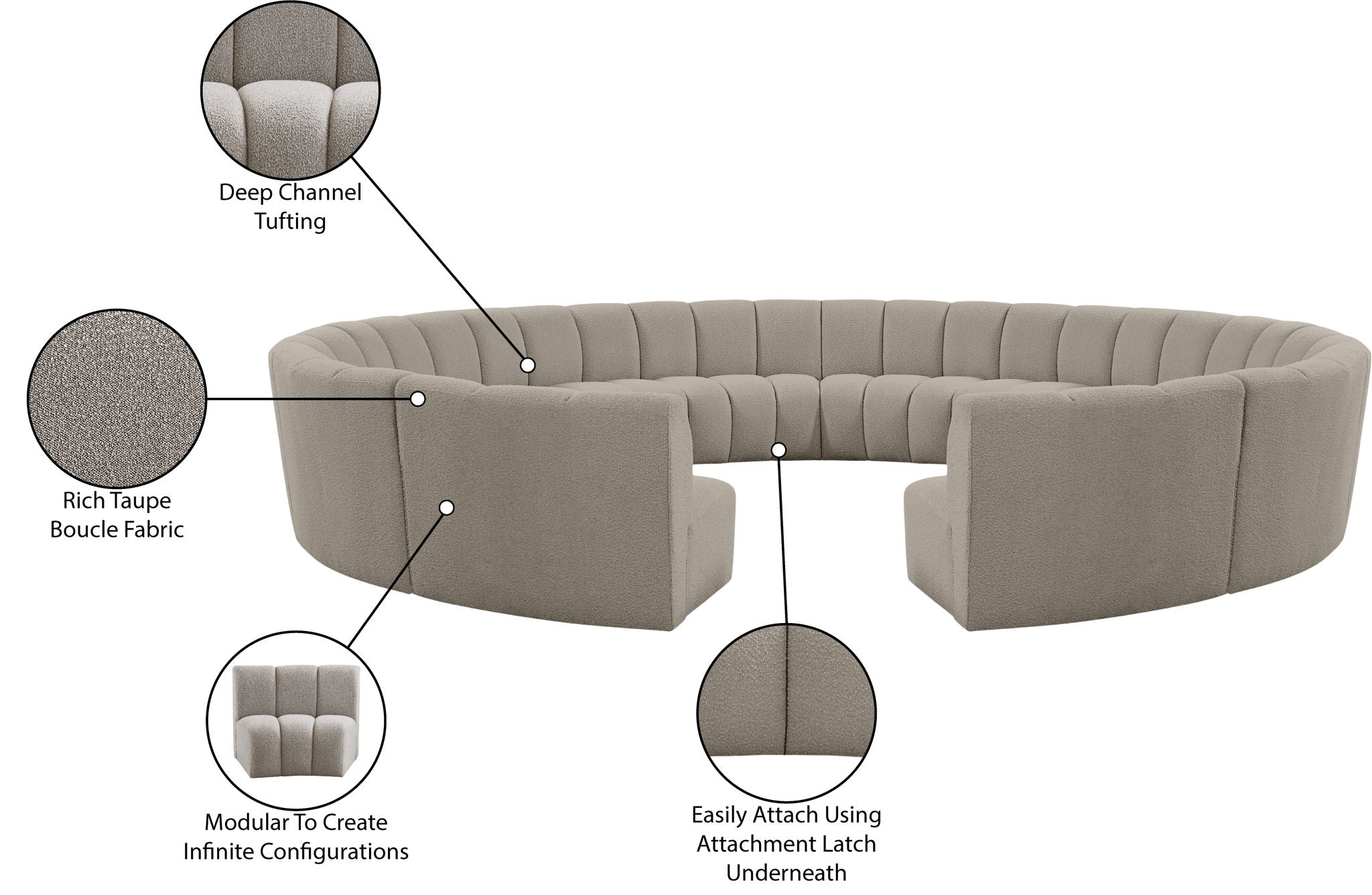 Infinity - 12 Piece Boucle Modular Sectional