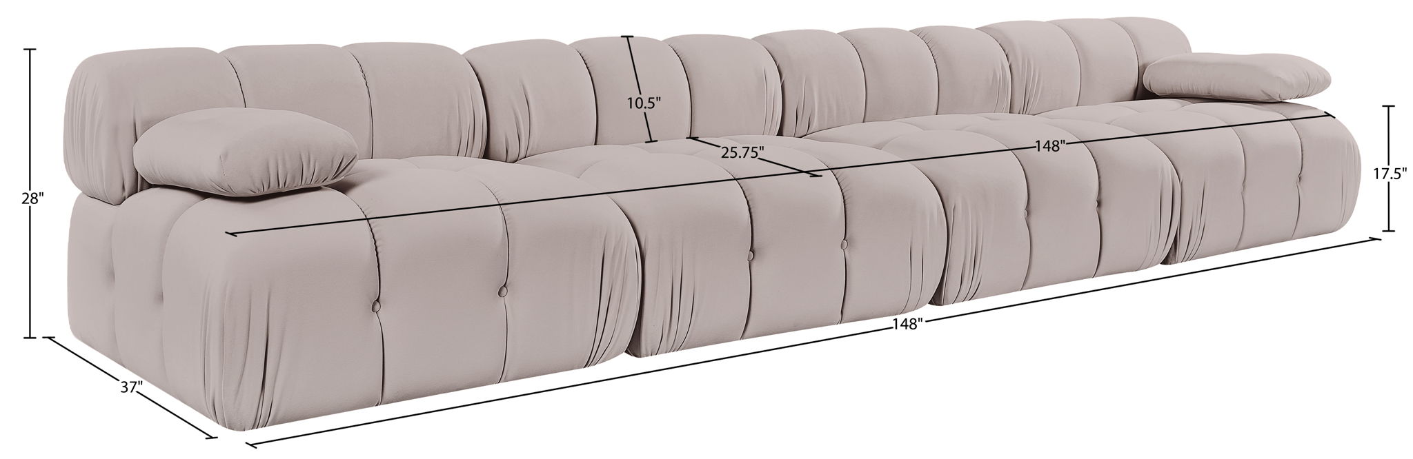 Orin - Velvet 4 Piece Modular Sofa