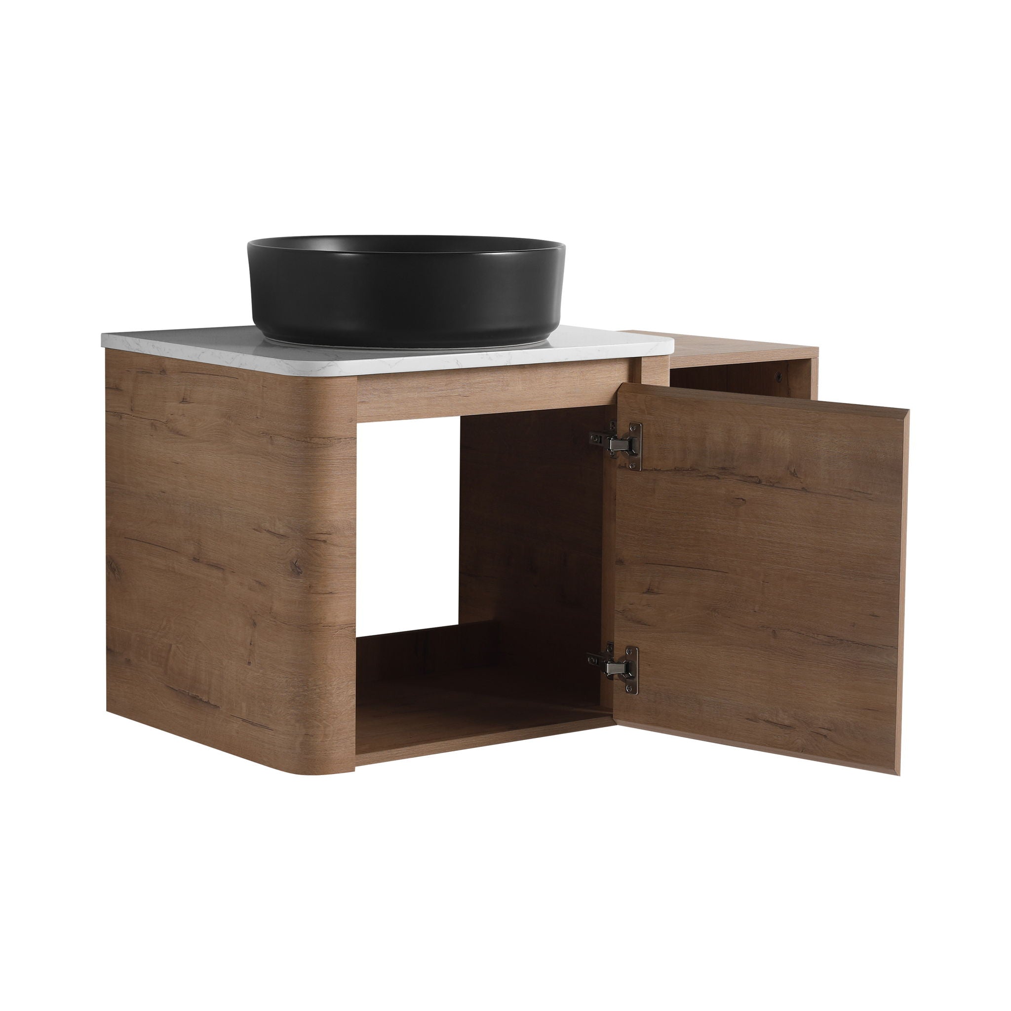 Wall Mounted Bathroom Vanity With Art Sink, 1 Storage Shelf, 2 Soft Close Doors