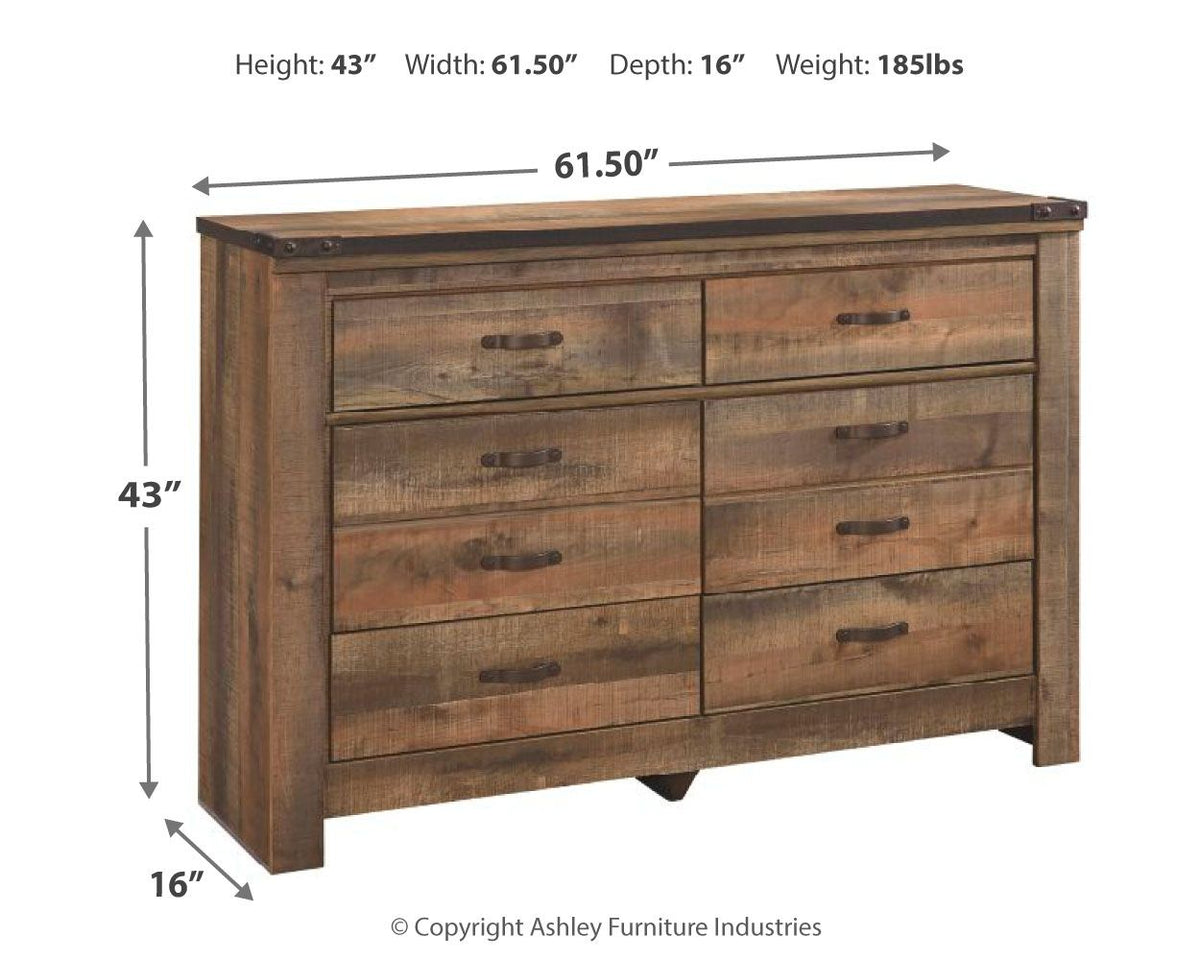 Trinell - Six Drawer Dresser - 61.34" x 15.98" x 42.99" - Brown Dark