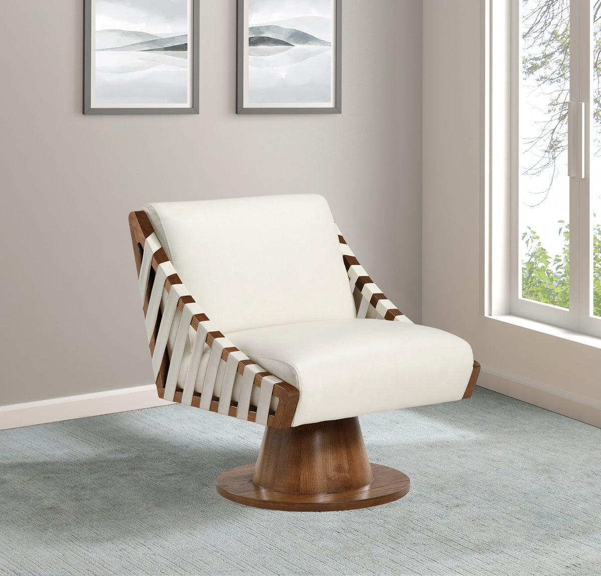 Millwin - Swivel Accent Chair With Brown Base