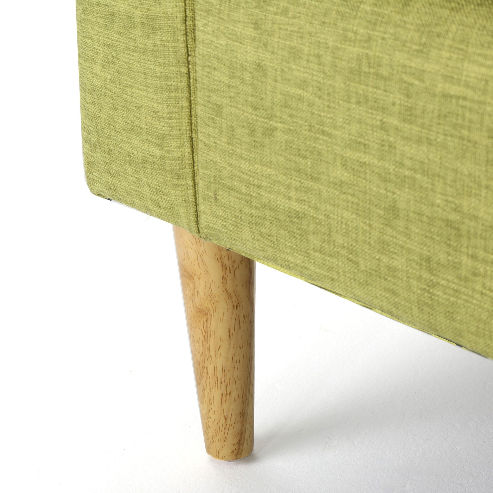 Modern Club Chair, Elegant Fabric With Rubberwood Legs - Green