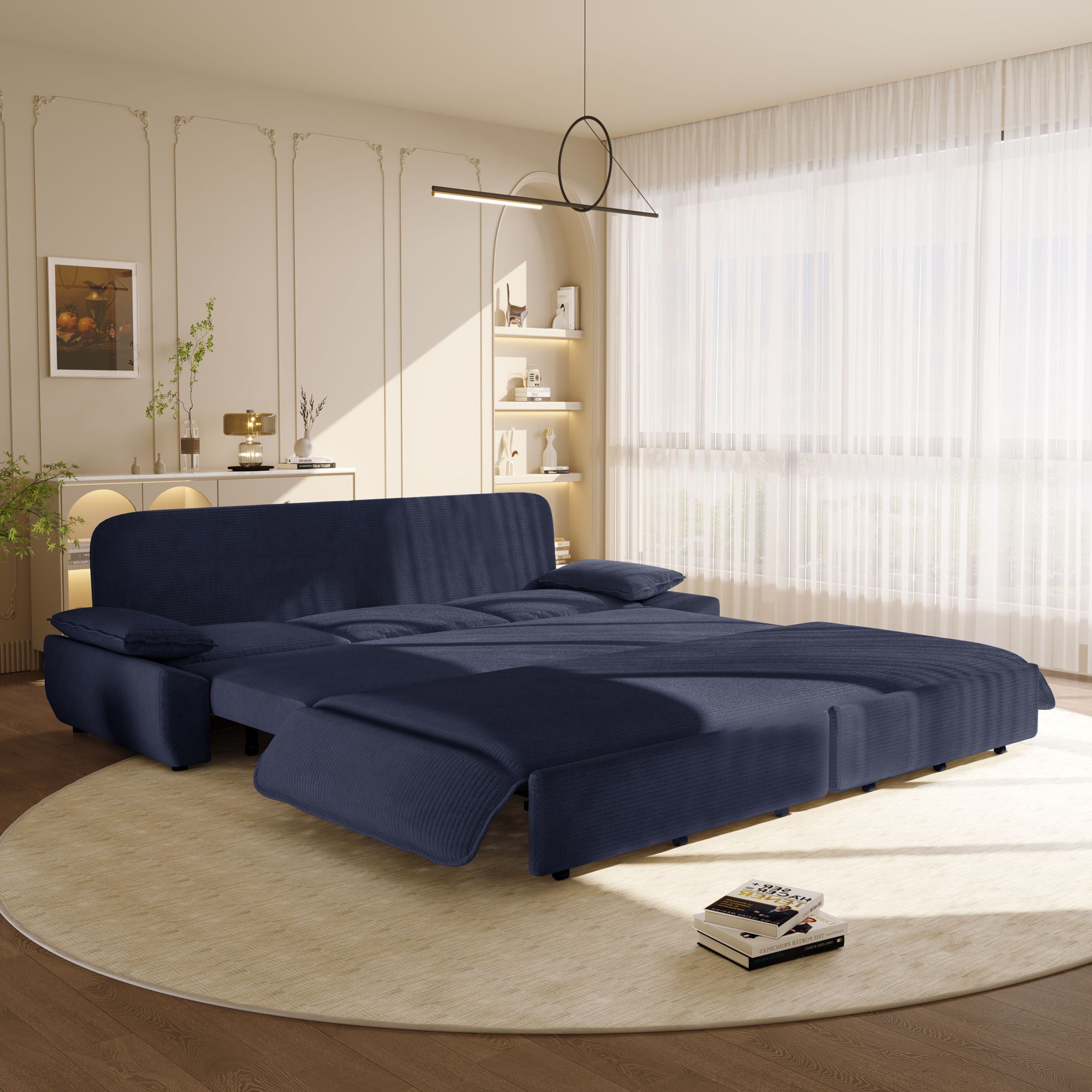 King Size Pull Out Sofa Bed, 3 In 1 Convertible Multifunctional