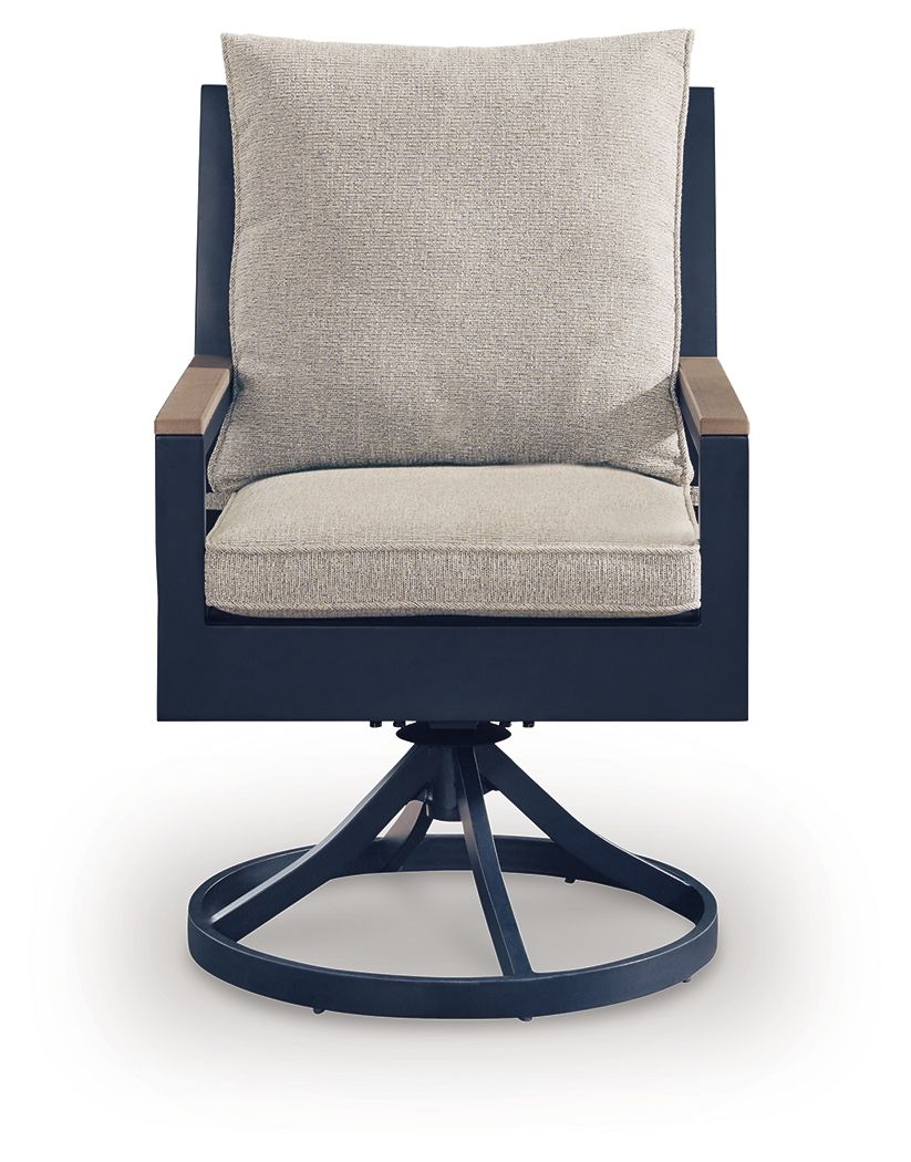 East Beach - Swivel Chair With Cushion (Set of 2) - Blue