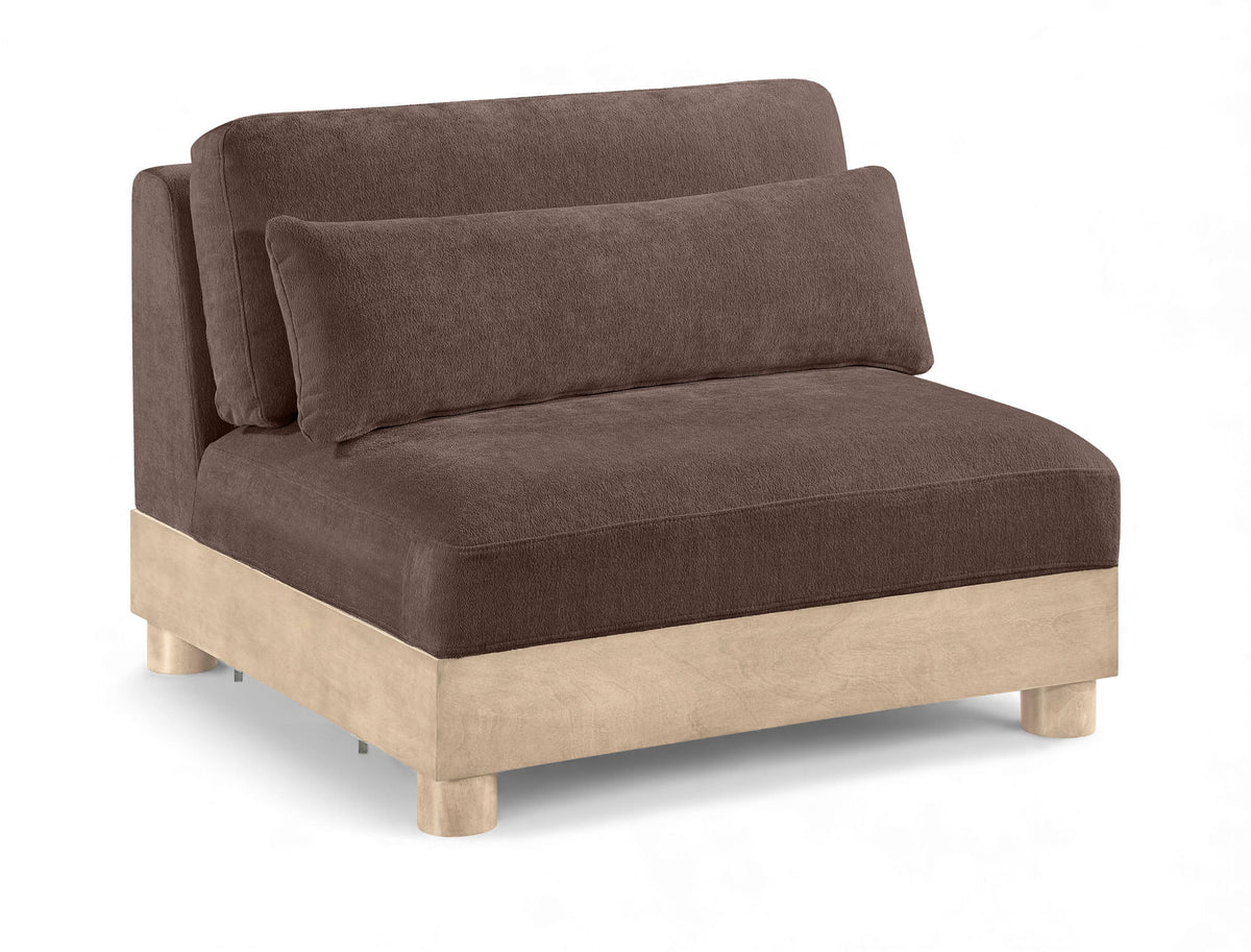 Turin - Chenille Fabric Upholstered Modular Armless Chair - Natural Base