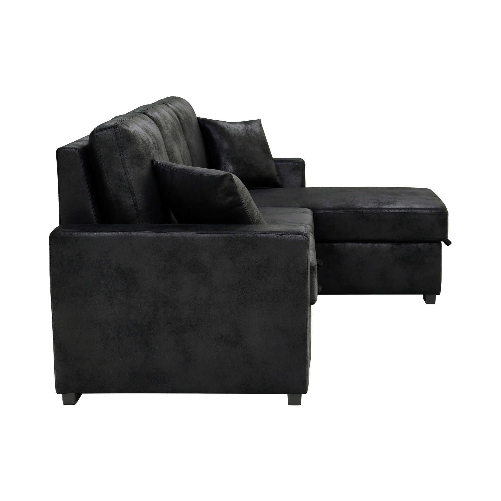 Upholstered Sectional With Pull-Out Bed And Chaise Storage