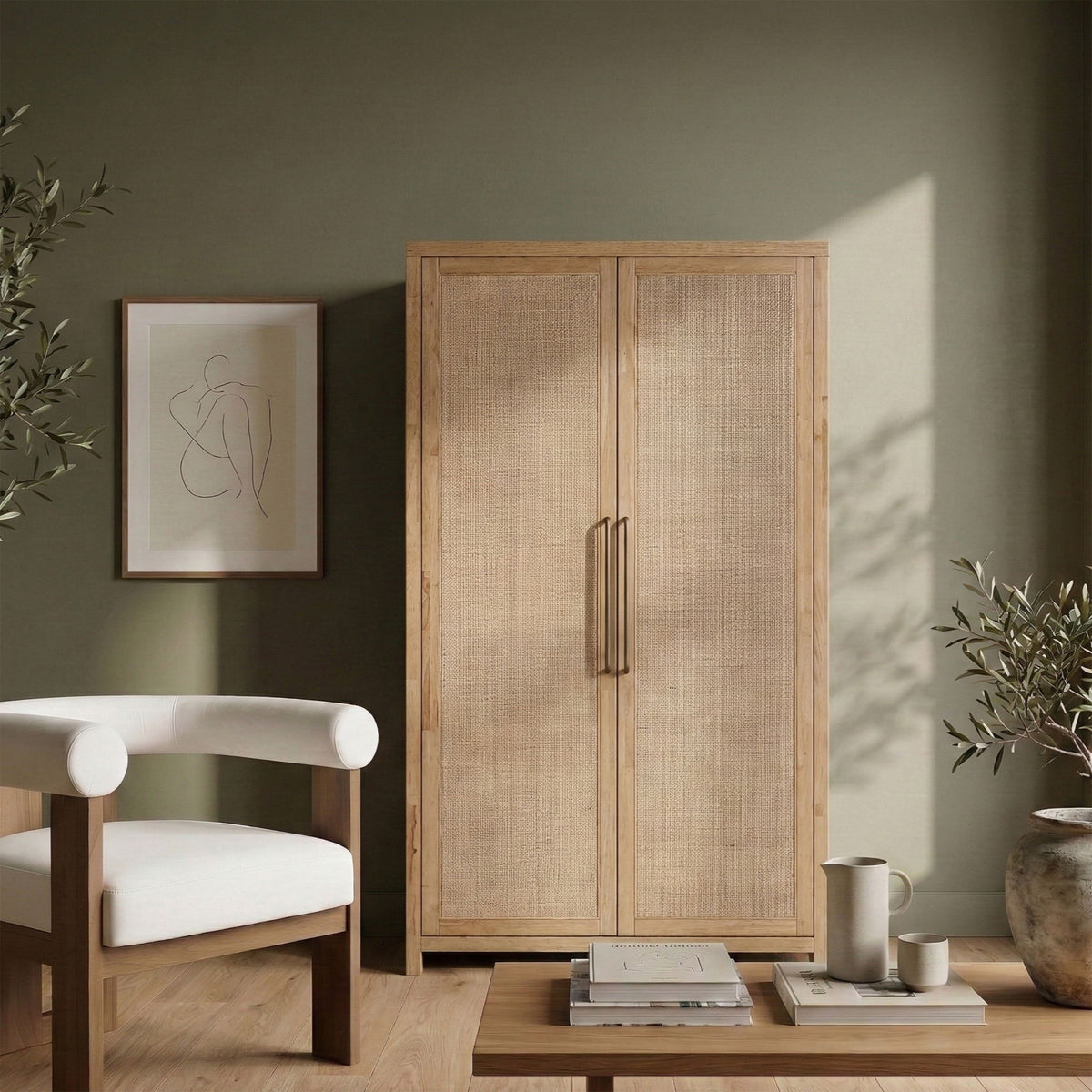 Vana - Solid Wood, Oak Veneer And Stainless Steel Storage Cabinet