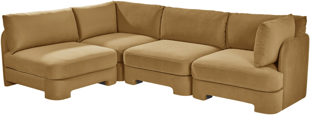 Hammond - Velvet Performance Fabric Upholstered 4 Piece Armless Sectional
