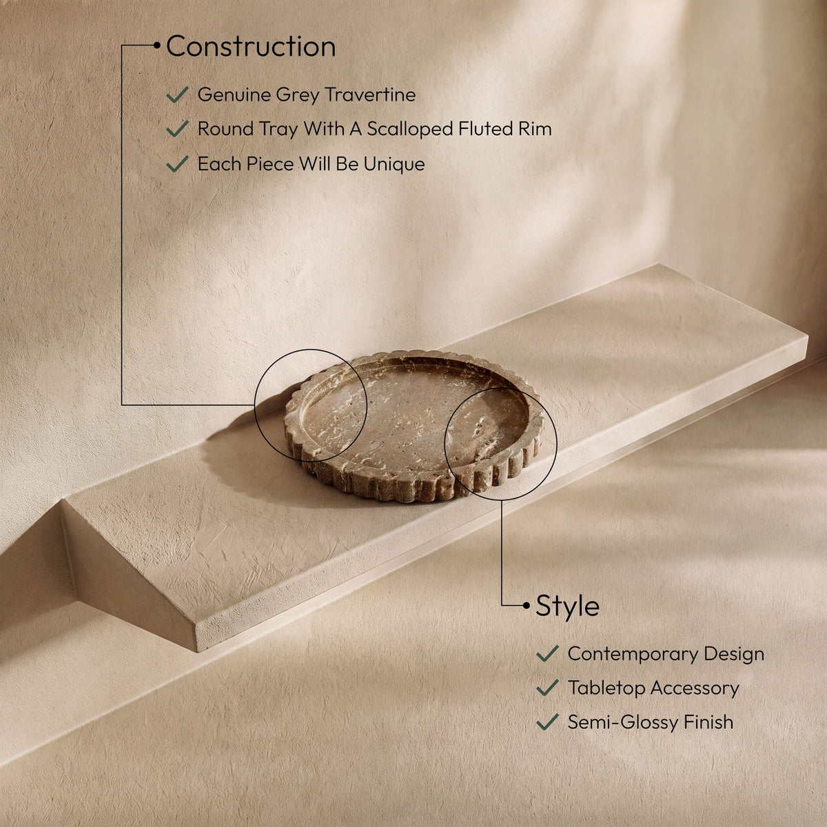 Lysander - Travertine Tray
