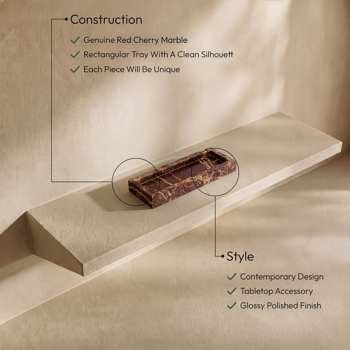 Michael - Genuine Marble Tray