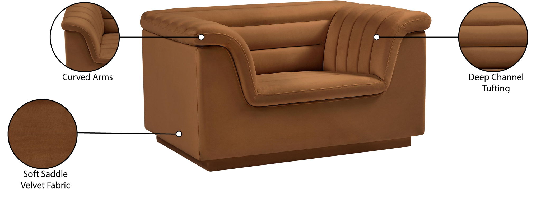 Cascade - Velvet Chair - Saddle
