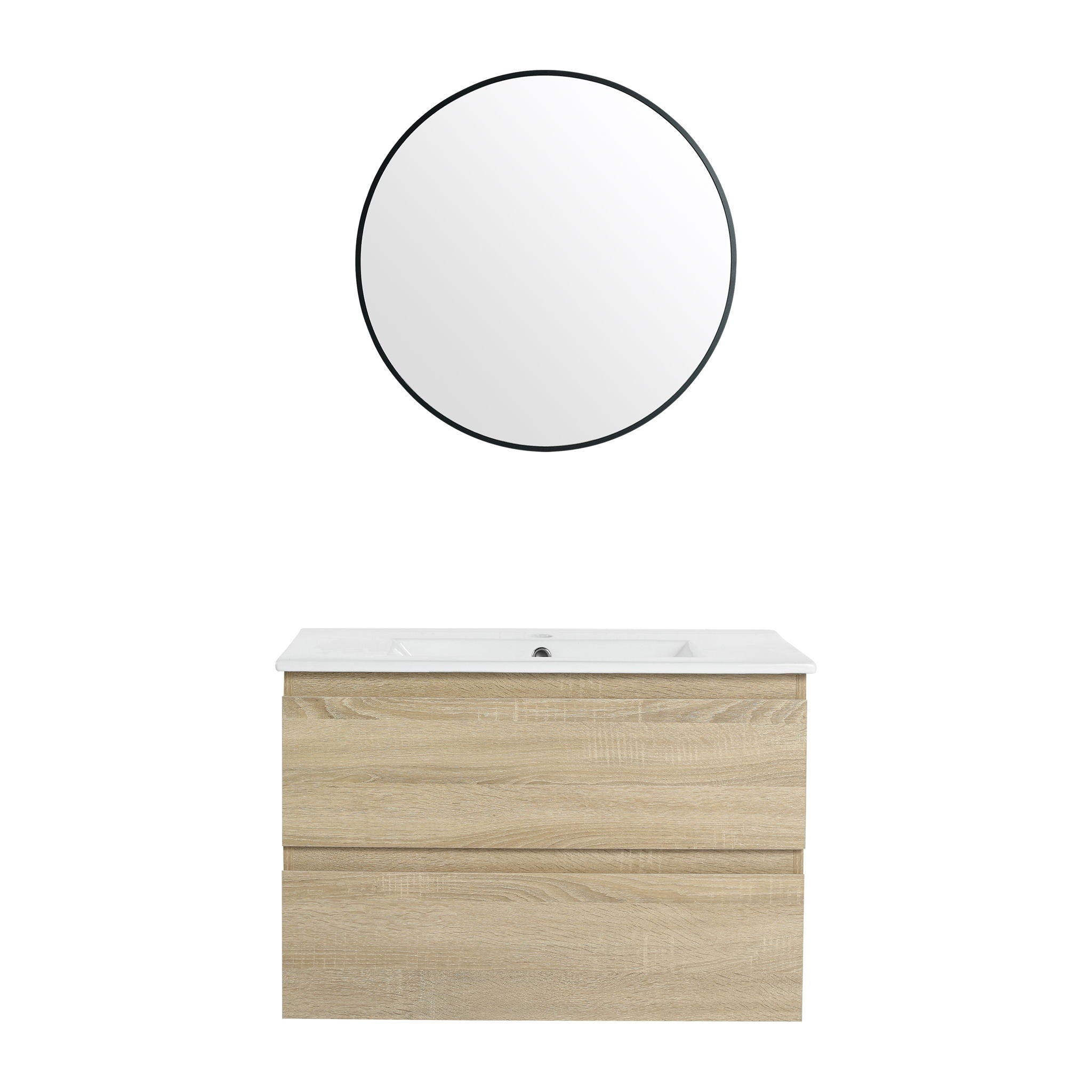 Wall Mounted Bathroom Vanity & Sink, 2 Soft Close Drawers