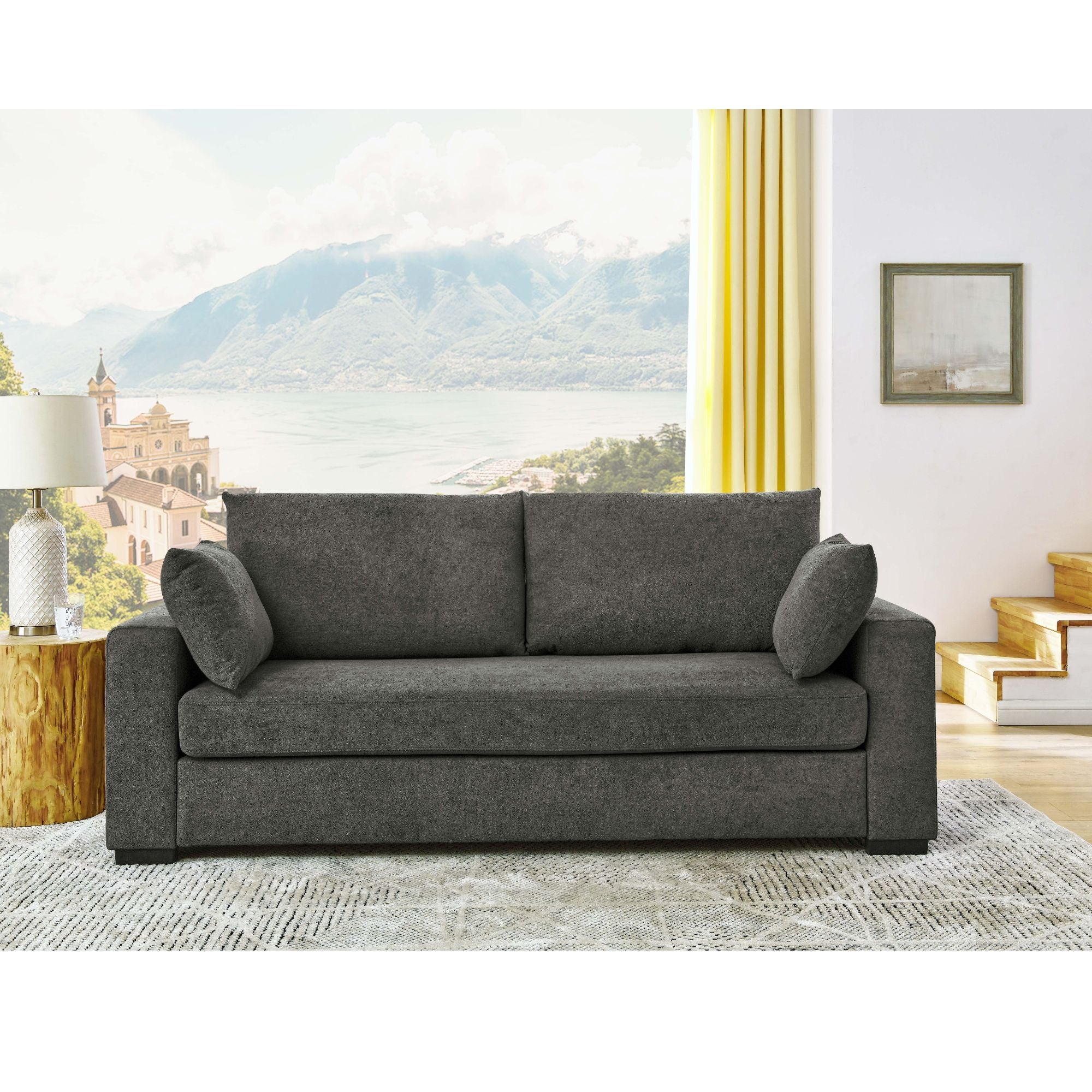 Upholstered Sofa With Toss Pillows - Dark Gray