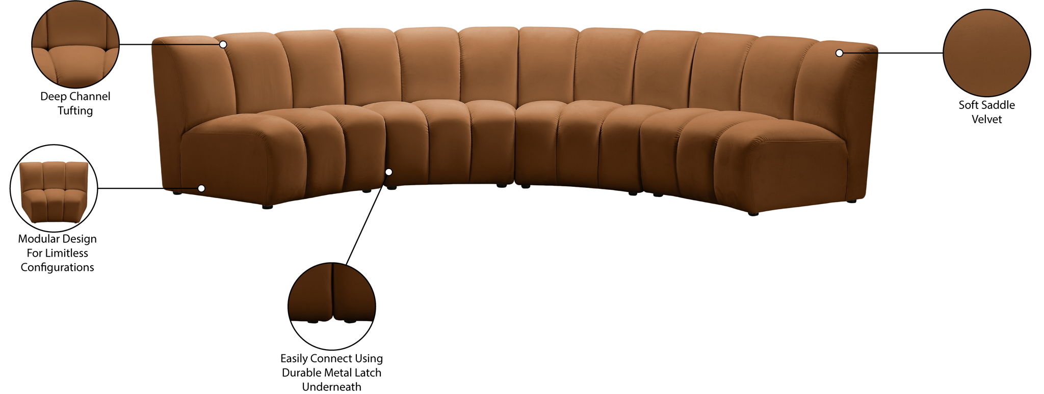 Infinity - 4 Piece Modular Sectional - Saddle